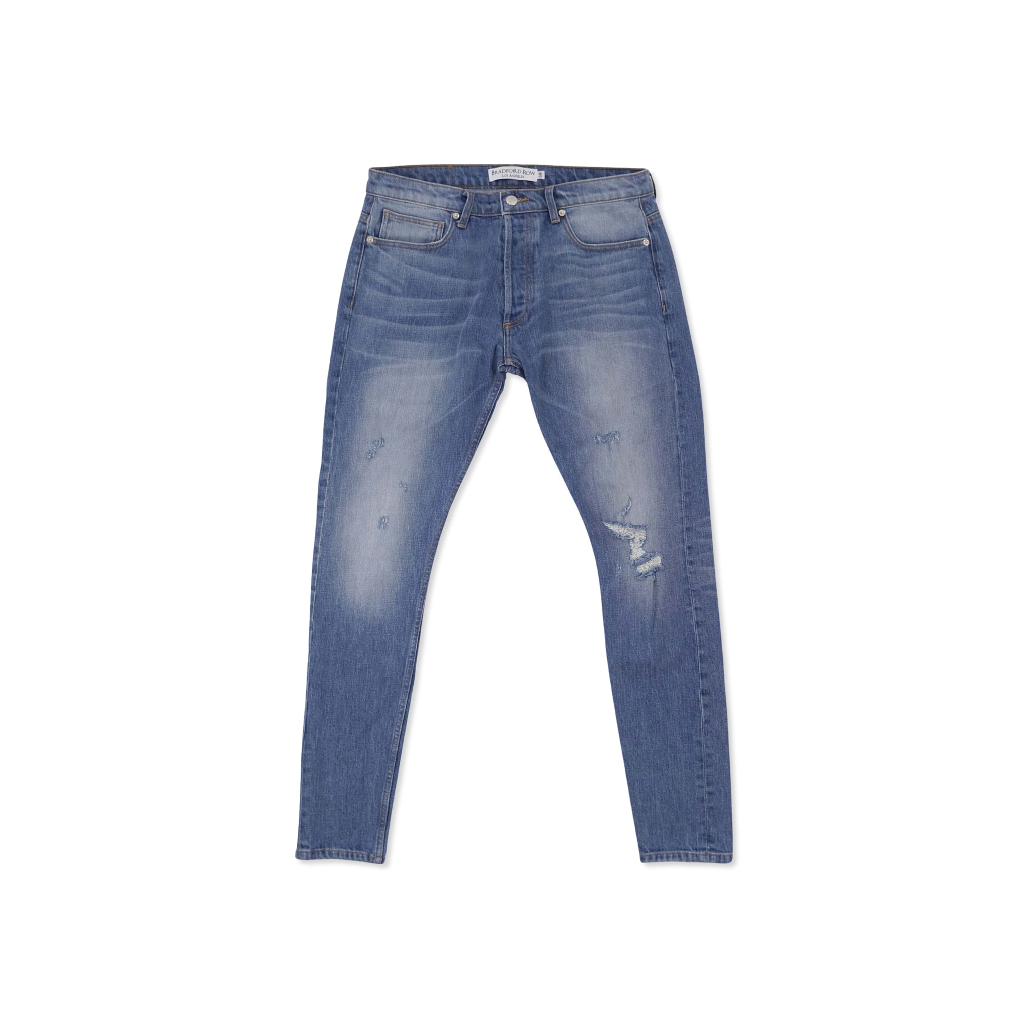 Bradford Row Men's Blue Neptune Distressed Slim Fit Tapered Jean In Blue
