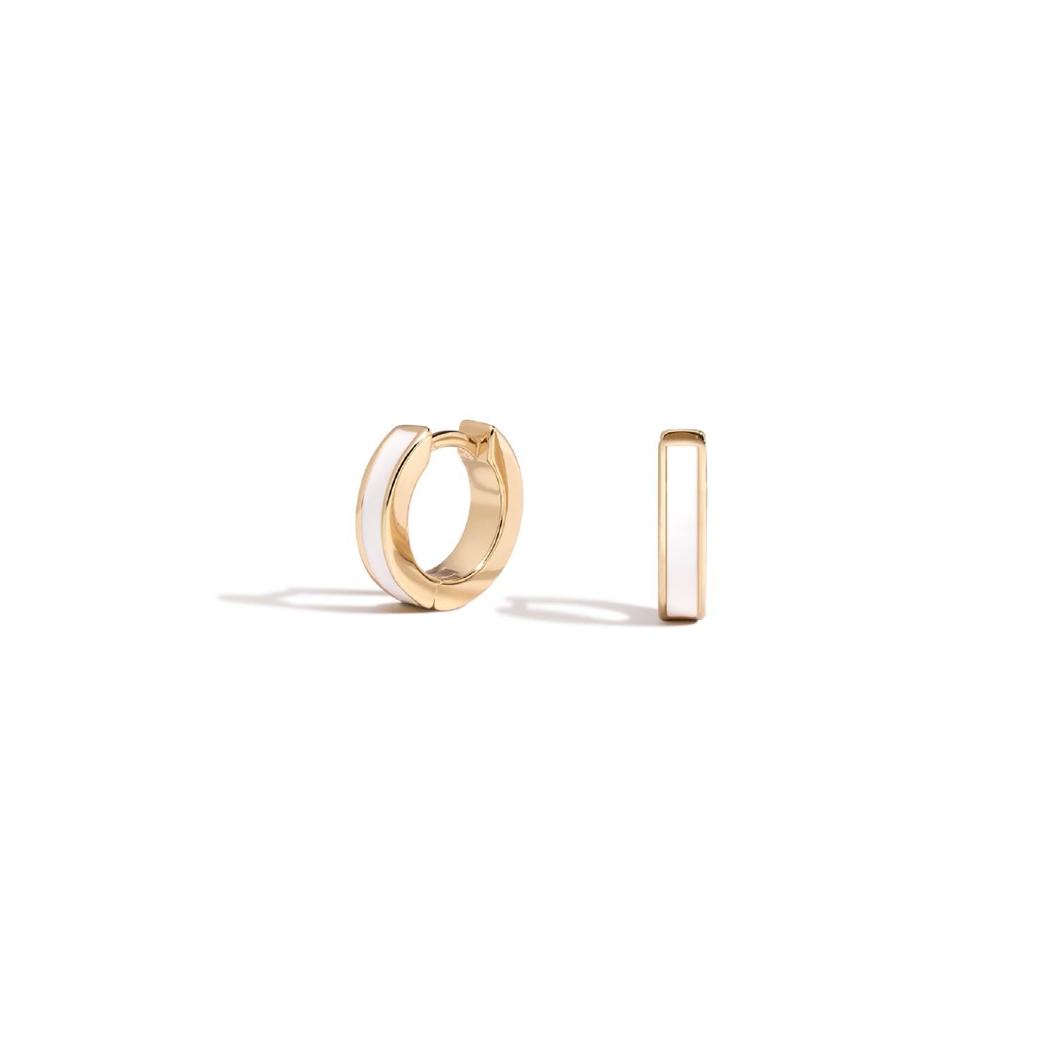 Lúdere Women's Gold / White Count Me In Earrings - Small Gold Vermeil Huggie Earrings With White Enamel Acc