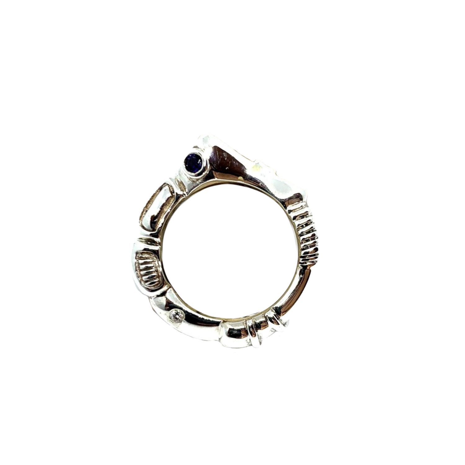 Tg-jewellery By Tamara Gervasio Women's Silver / Blue / White Organic Matter Silver Ring Sapphire And Cubic Zirconia