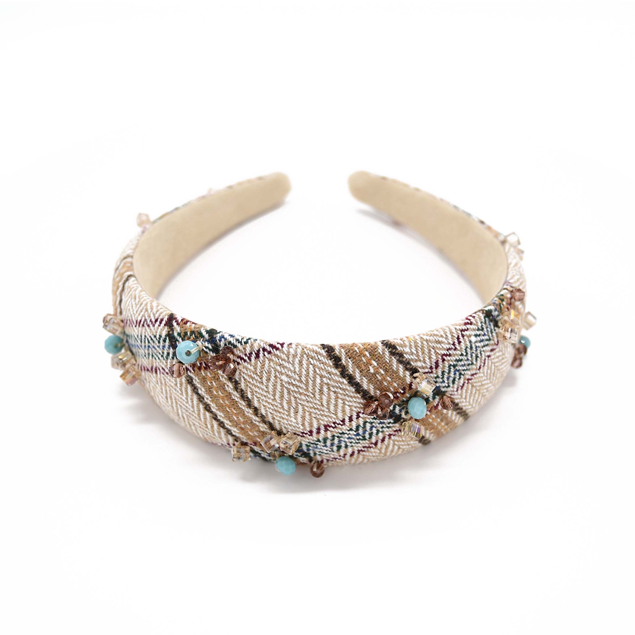 Women's Beaded Plaid Handmade Headband | Adiba