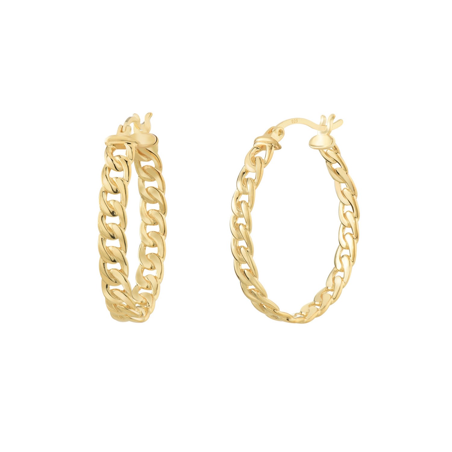 Women’s Gold Curb Link Oval Hoops Gold & Honey