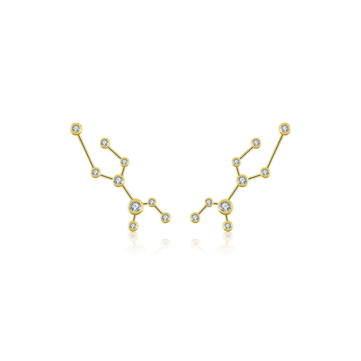 Women’s Virgo Zodiac Constellation Earring 18K Yellow Gold & Diamond Genevieve Collection