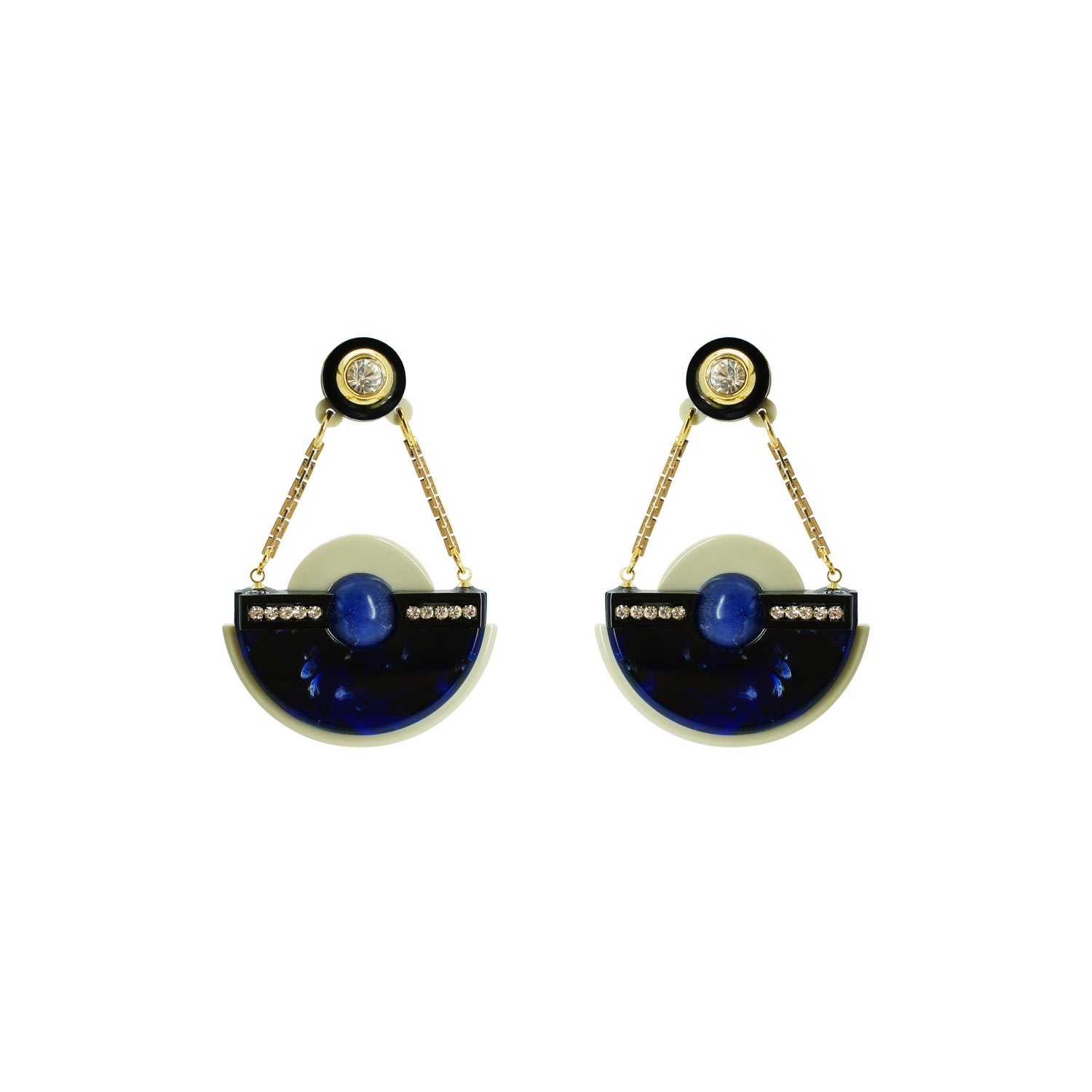 Gissa Bicalho Women's Handmade Acrylic Earring Pendant Nebula - Blue In Black