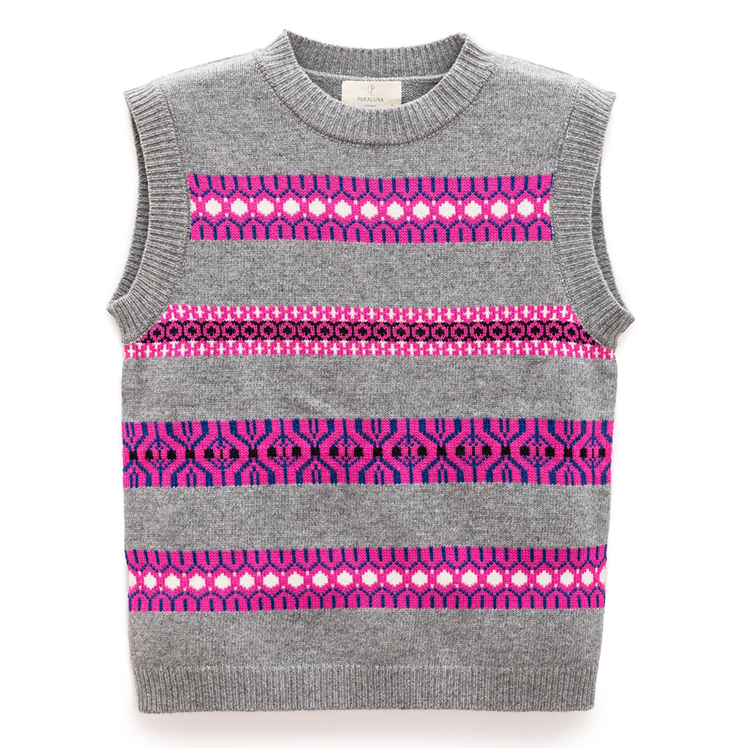 トップス Multi-Colour Jacquard Knit Vest Simone Jaquard Knit Vest In Grey Melange Multi | Peraluna | Wolf