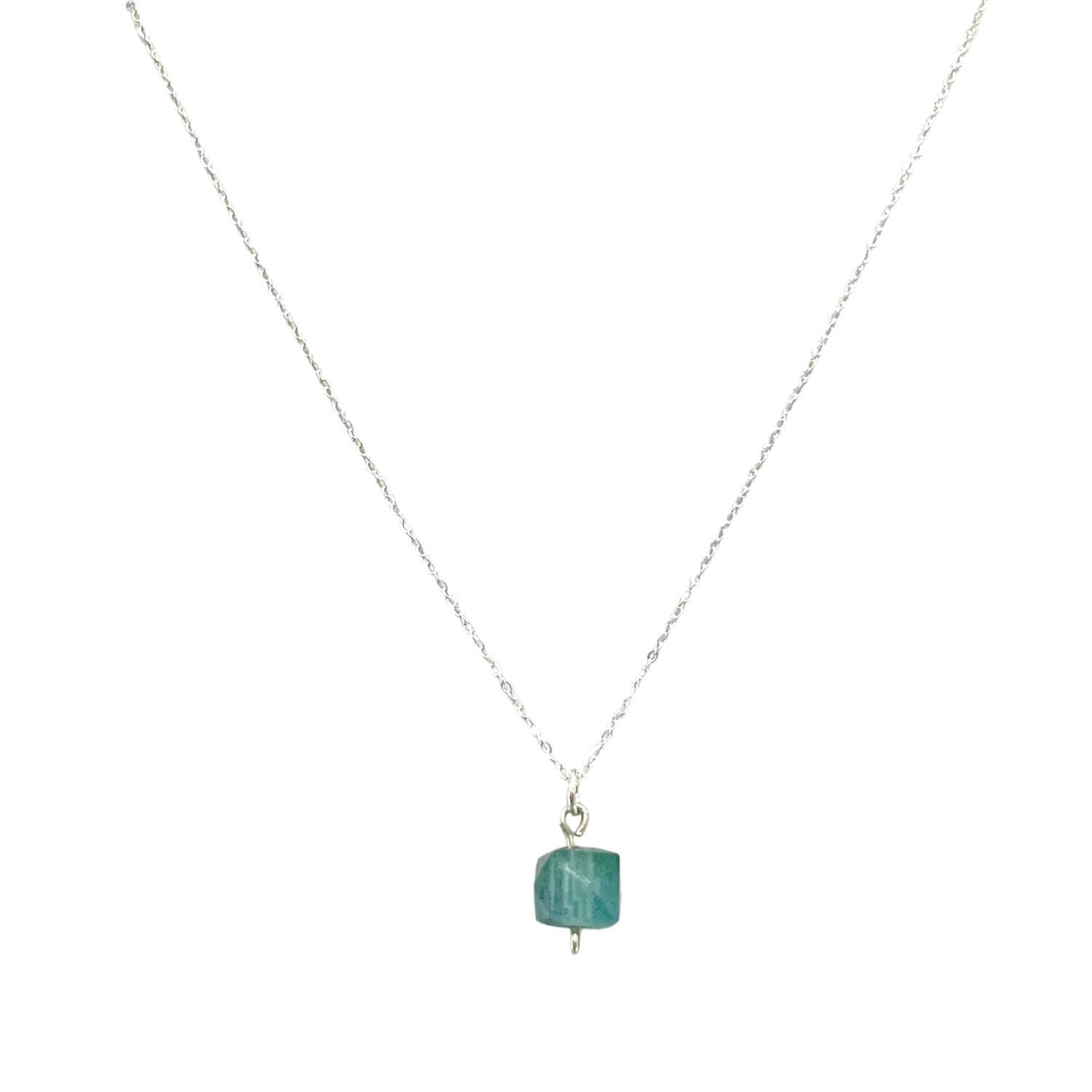 Women’s Blue / Silver / Green Brandt Dainty Extendable Necklace Silver Aegean Bio-Gem Bio-Trimmings