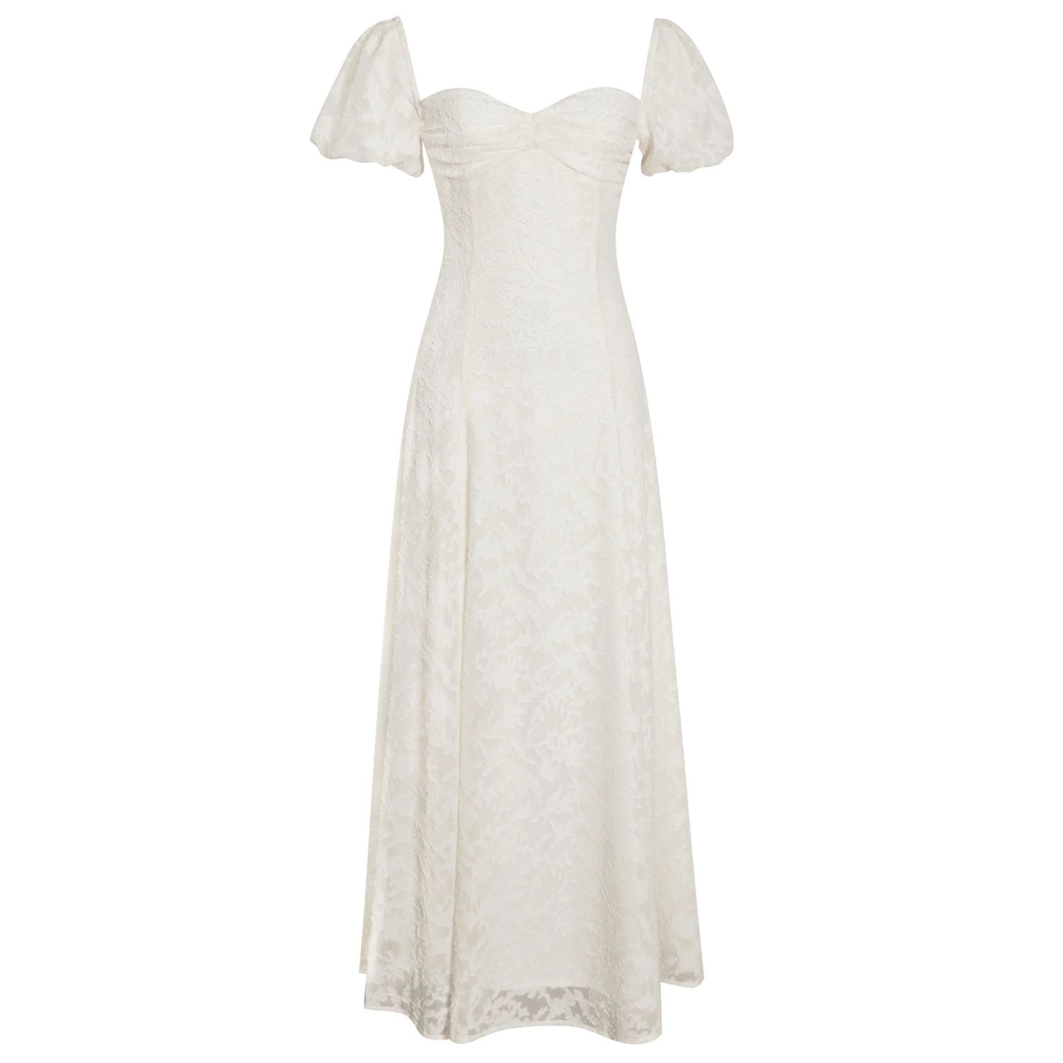 Miss Circle New York Women's Pandora White Bubble Sleeve Backless Maxi Dress In White