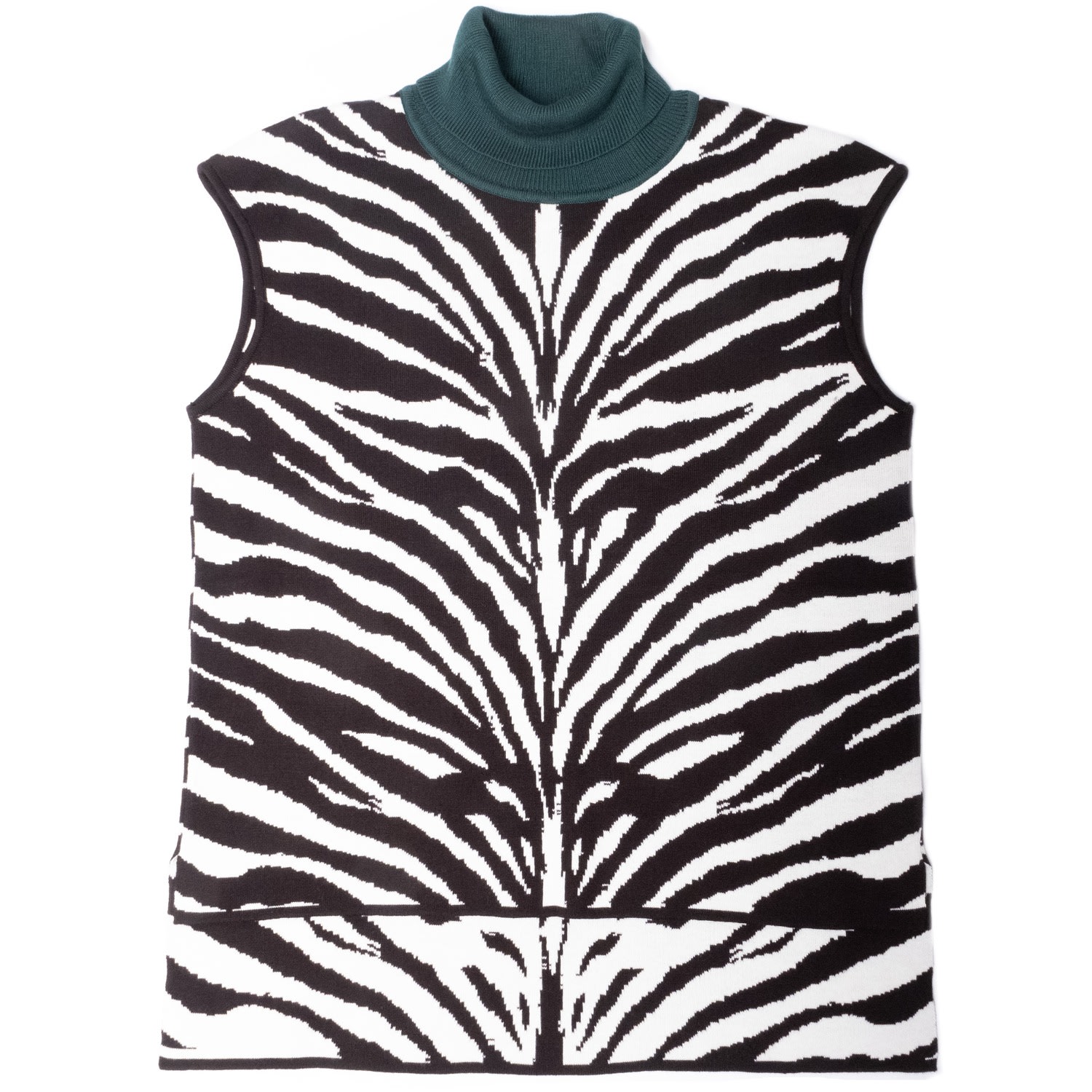 Peraluna Women's Zebra Sleeveless Turtle Neck Knit Blouse  Multicolor