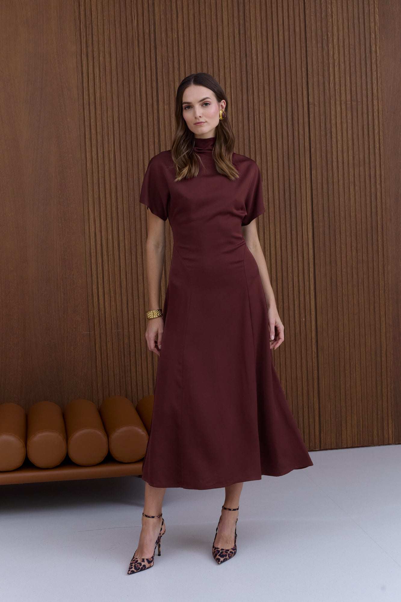 Undress Tori Structured Midi Dress - Red