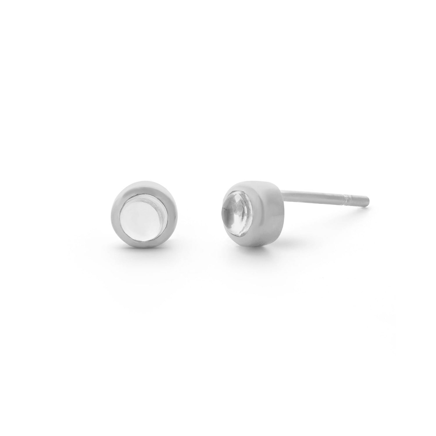 Nellou Jewellery Women's Neutrals Crystal Gem Dot April Birthstone Earrings Sterling Silver