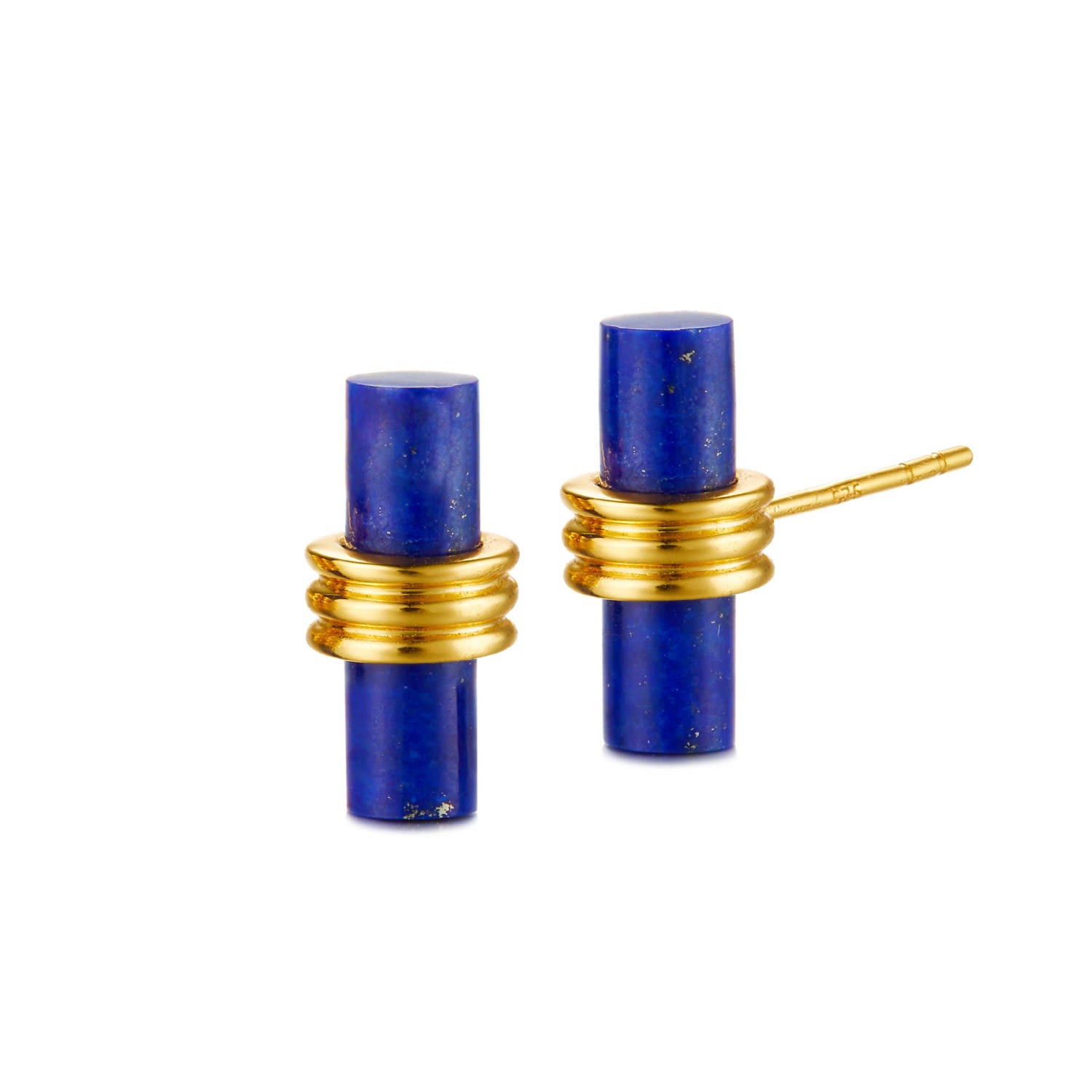 Women’s Gold Vermeil Silver With Lapis Ankh Stud Earrings Janus Edinburgh