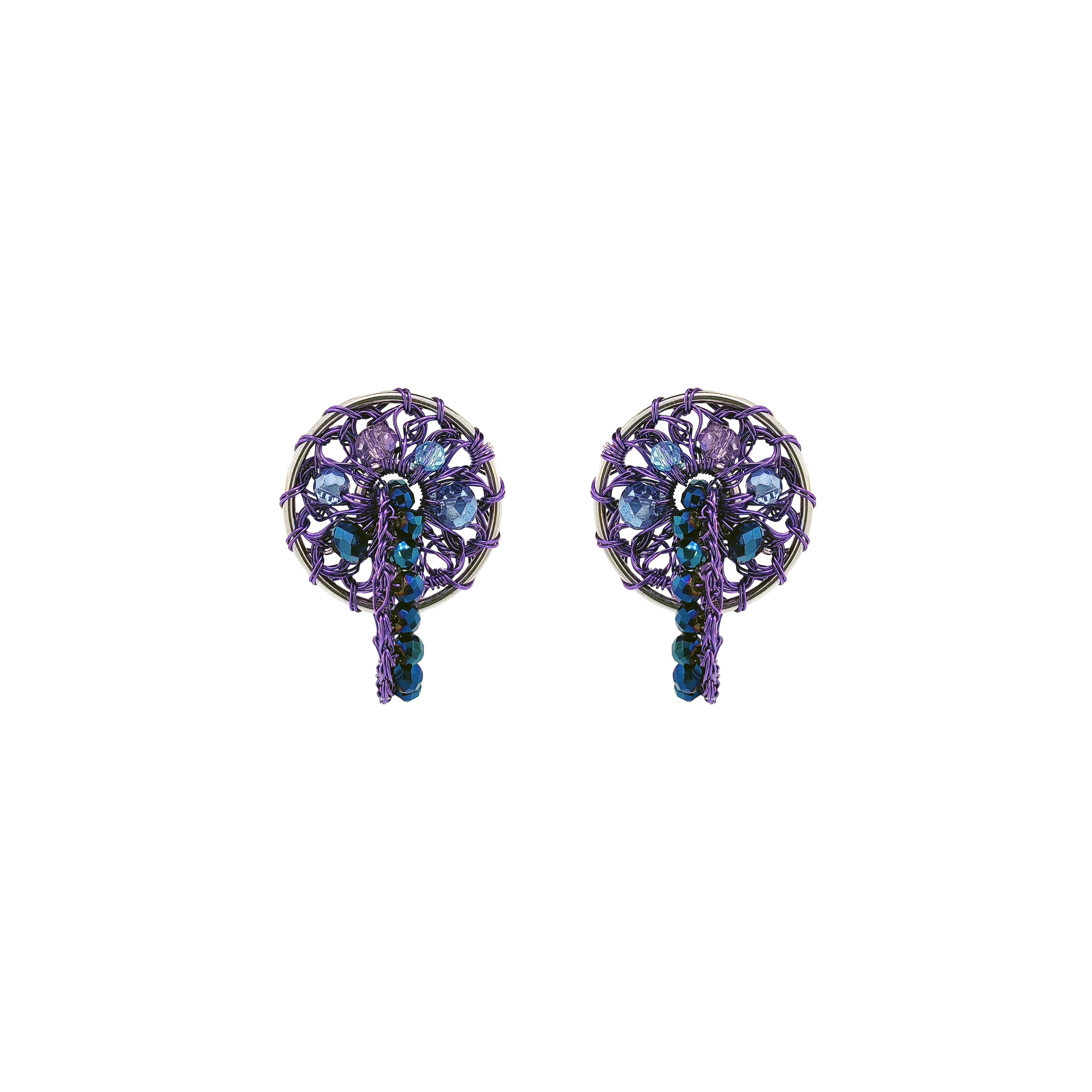 Lavish By Tricia Milaneze Women's Pink / Purple / Blue Neon Purple Mix Moira Post Dangle Handmade Earrings