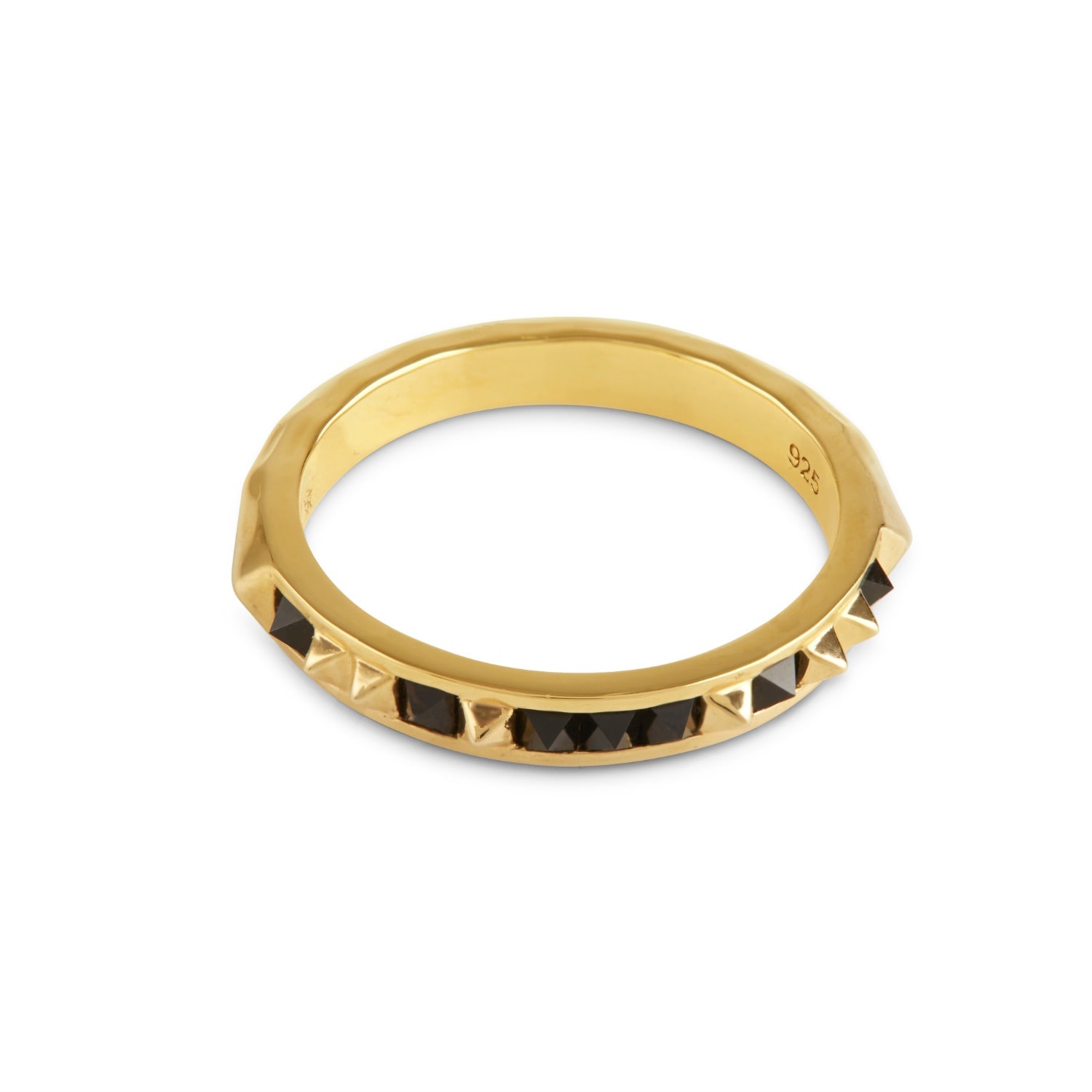 Kasun Women's Gold / Black Gold Onyx Set Crocodile Ring