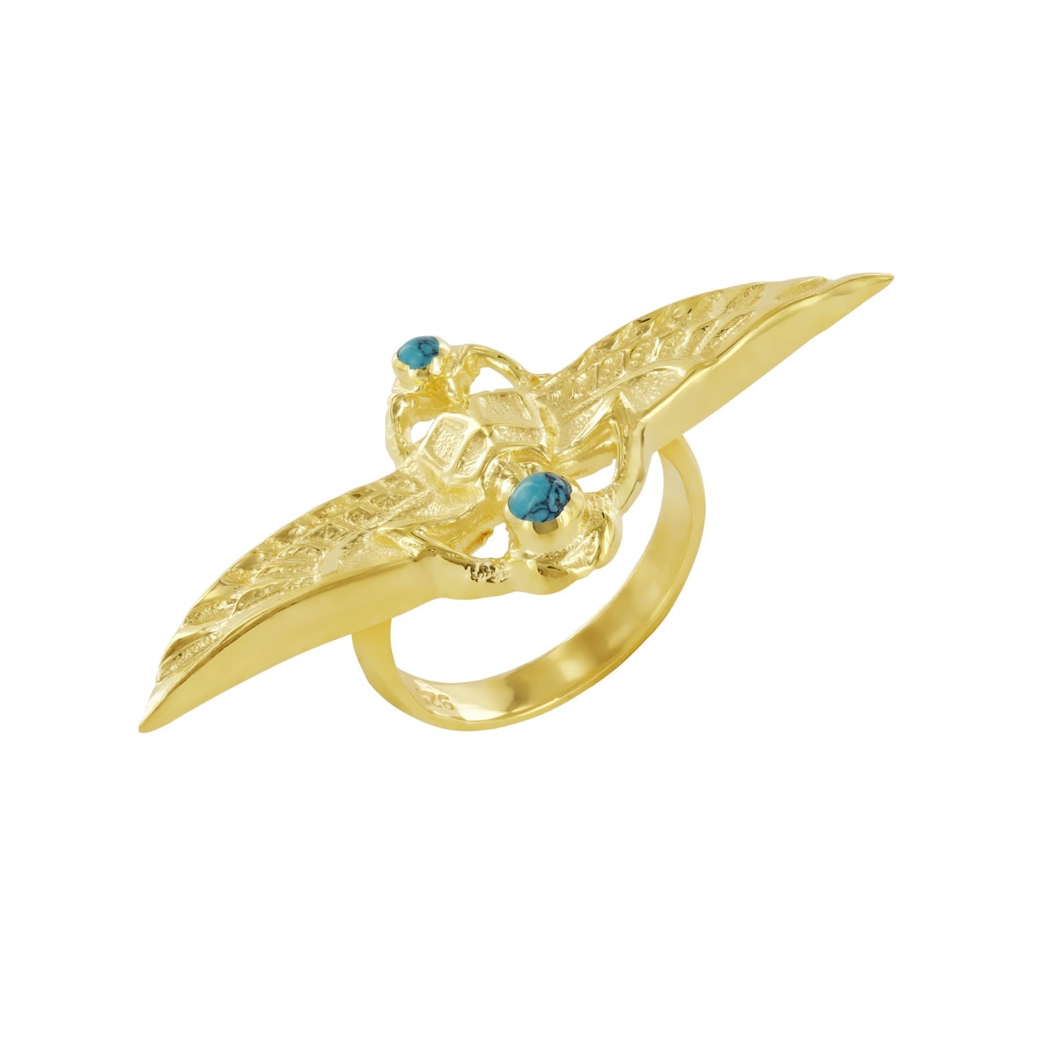 Women’s Turquoise Scarab Ring Gold Vermeil Wolf and Zephyr