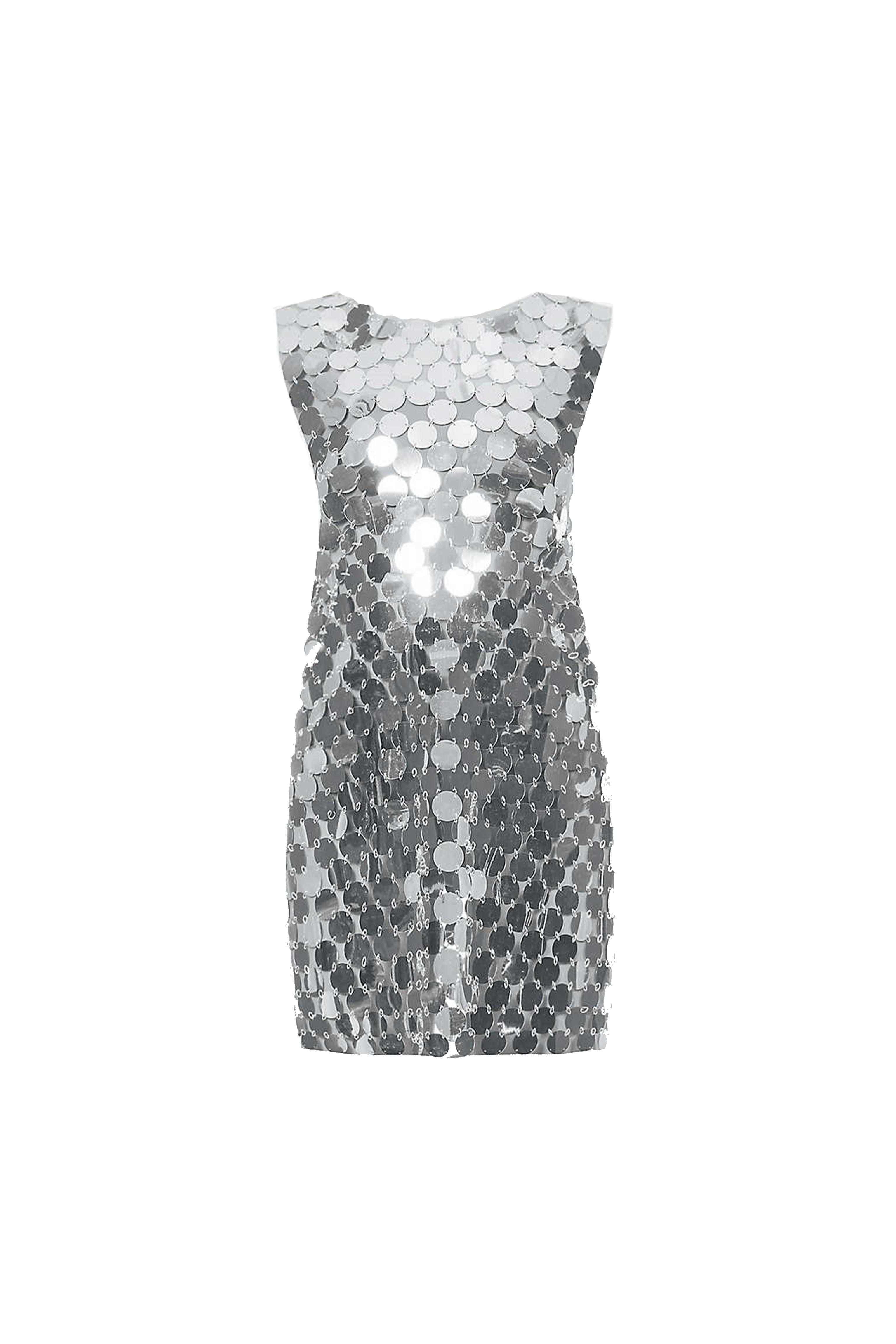 Women’s Trixie Silver Disc Sequin Mini Dress Extra Small Amy Lynn