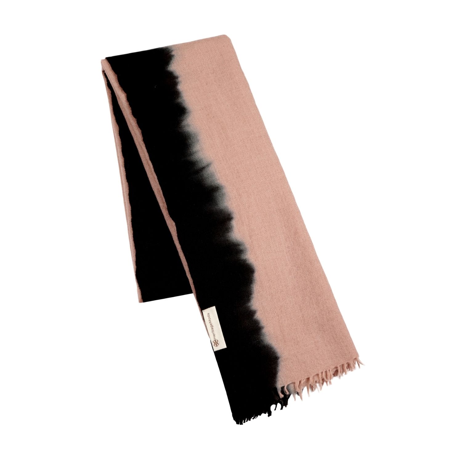 Heritagemoda Women's Neutrals / Black Handwoven Wool-silk Scarf – Sand & Black Ombré  Wrap For All Seasons In Multi