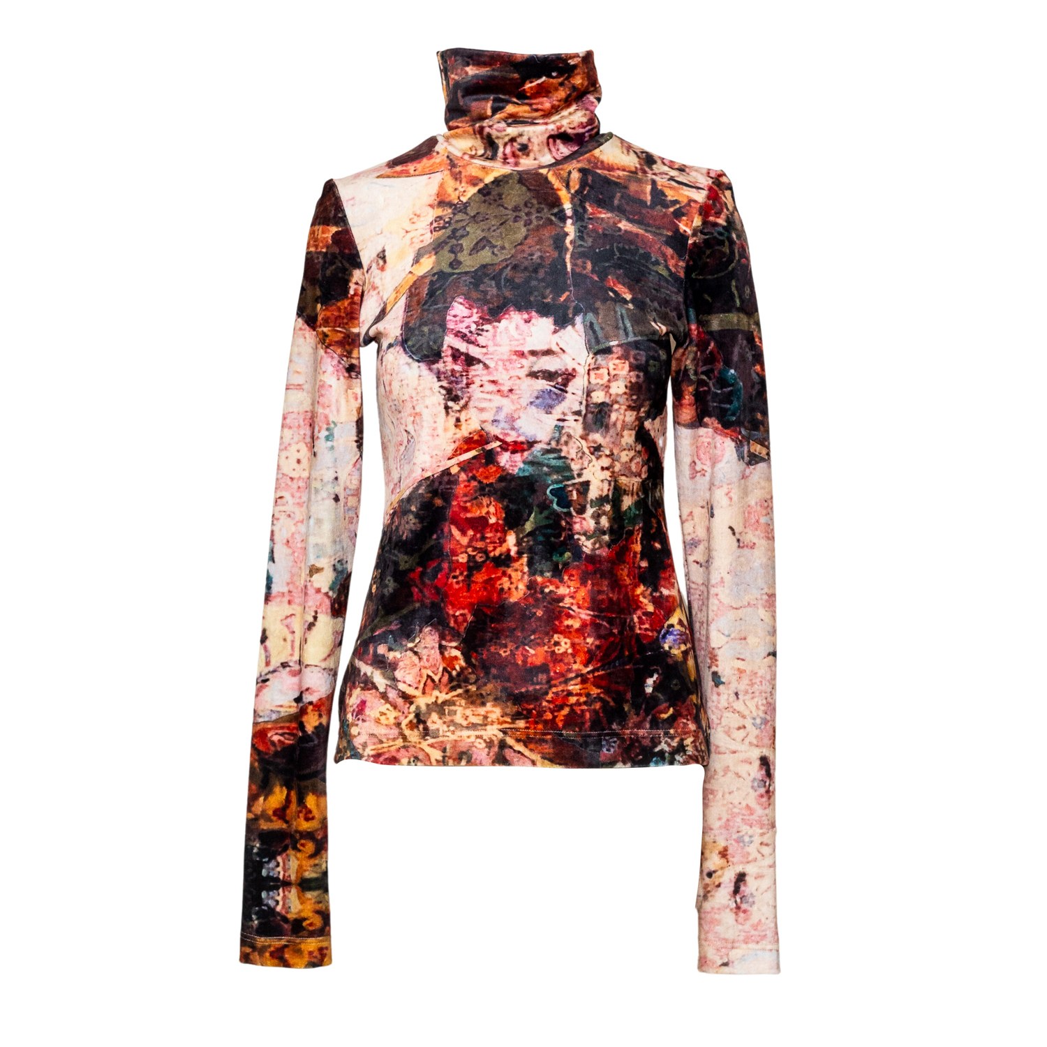 Artista Women's Geisha Printed Velvet Top In Red