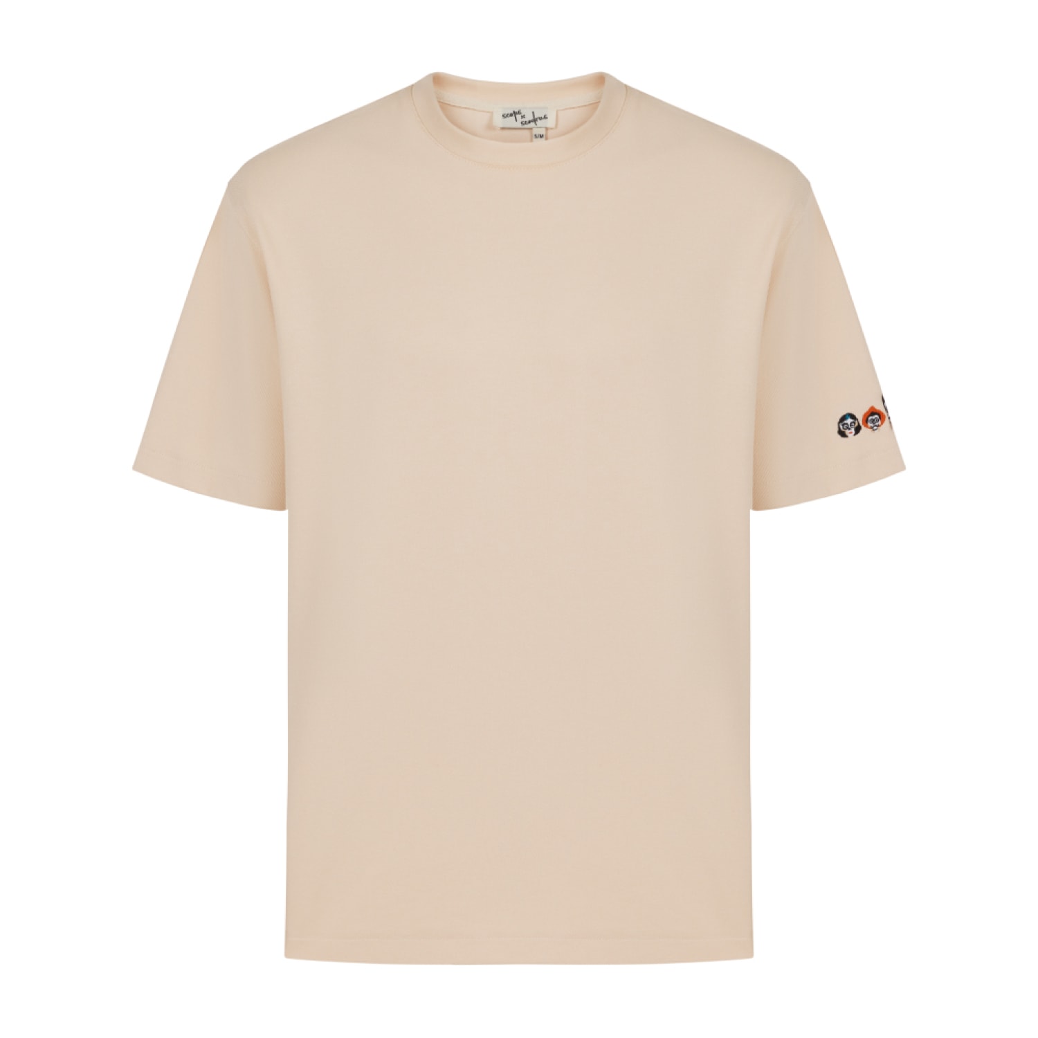 Sevdrus Men's White Unisex Embroidered Cream T-shirt  Scops In White