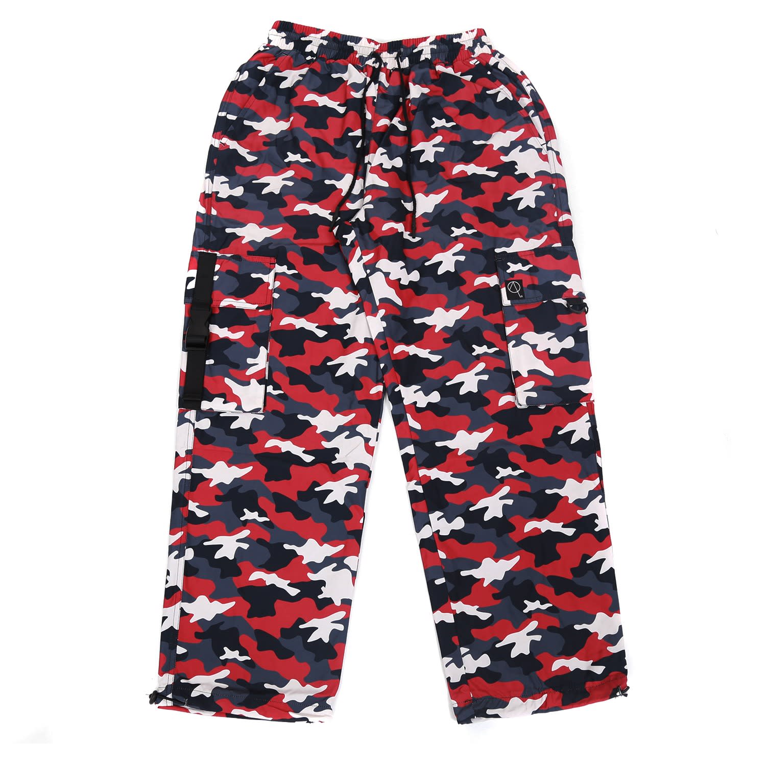 red black and white camo pants