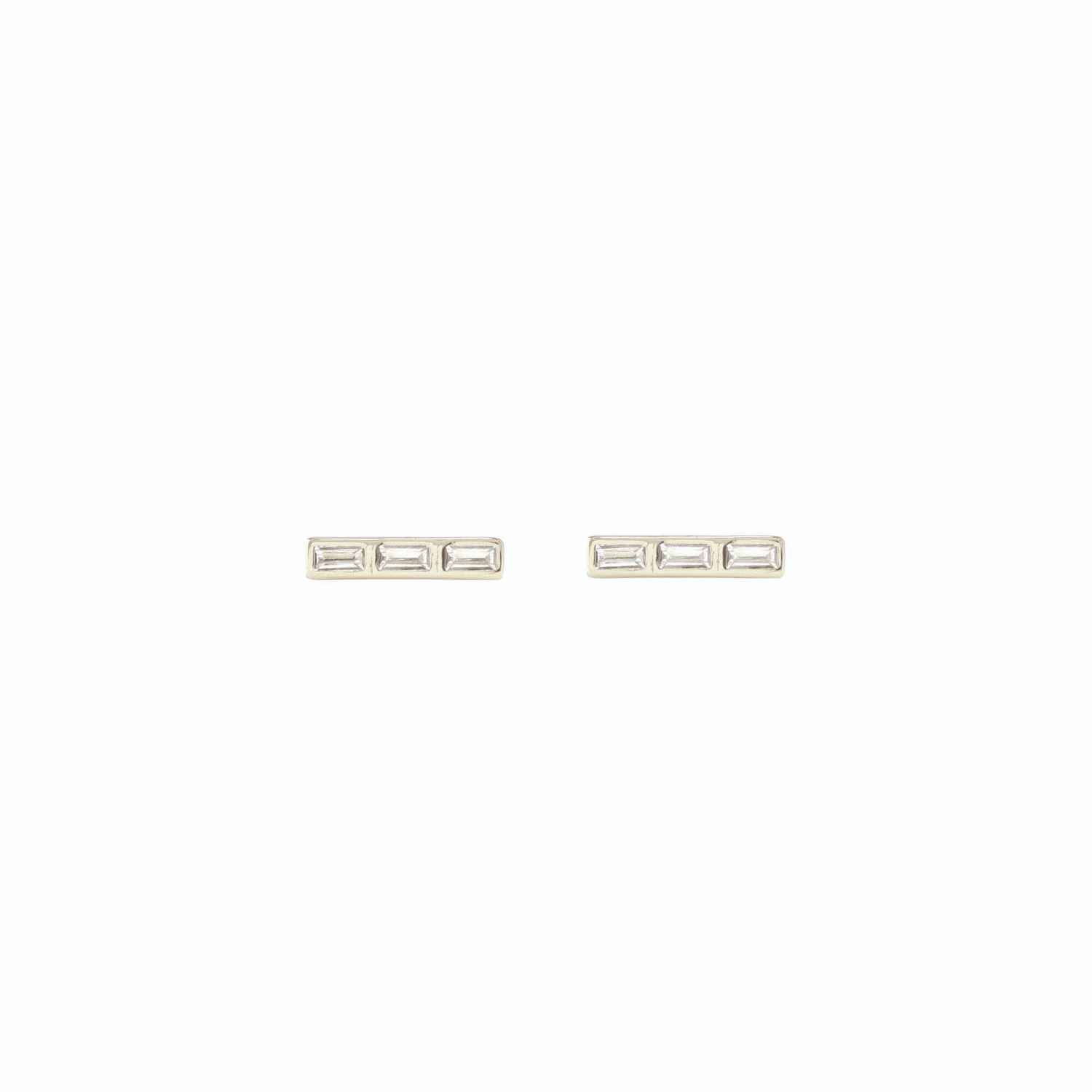 Women’s Triple Baguette Bar Earrings Sterling Silver Kris Nations