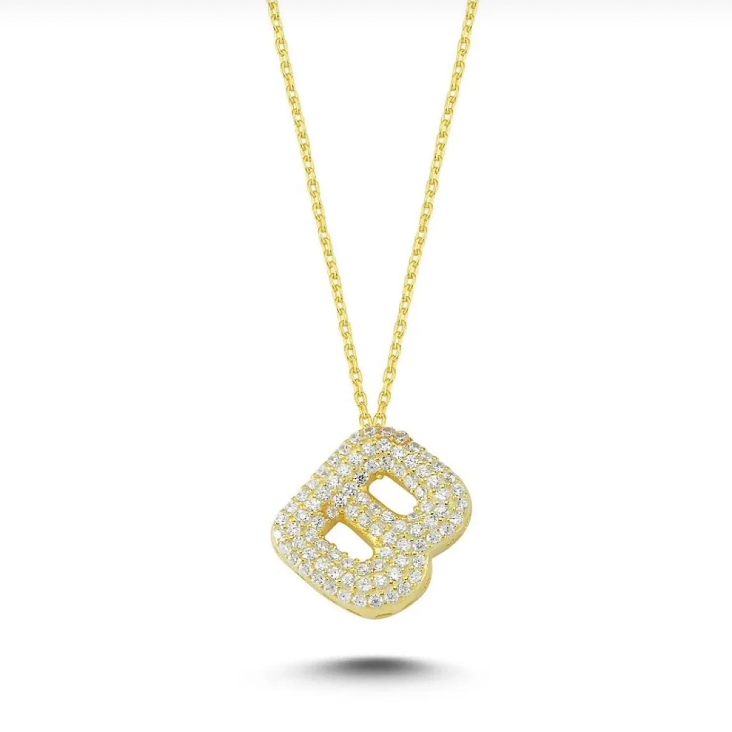 Women’s Gold / Silver B Pave Initial Letter Necklace Minimalist Alphabet Gold Pendant Selen Jewels