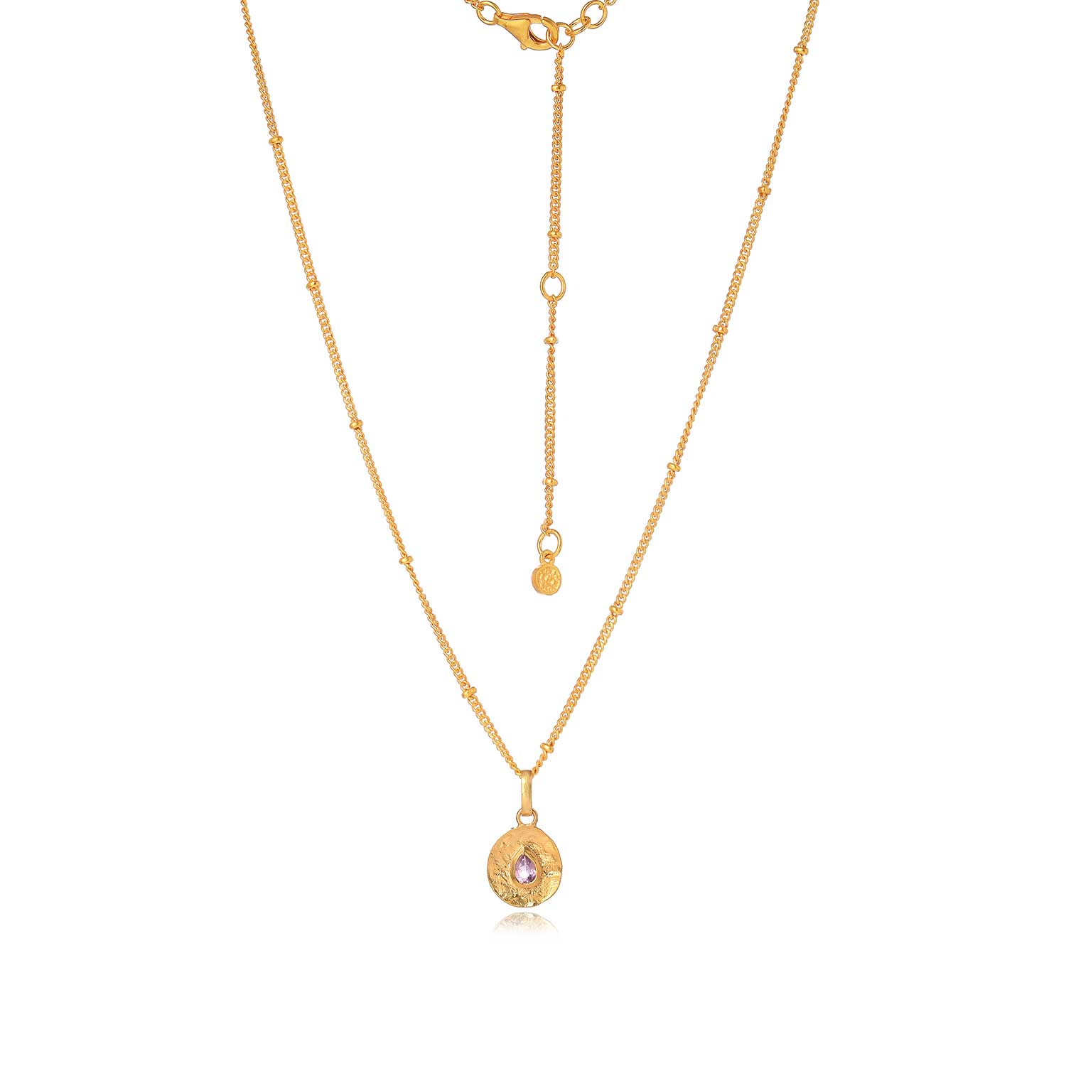 Moon London Women's Pink Amethyst Gold Adjustable Necklace In Gold