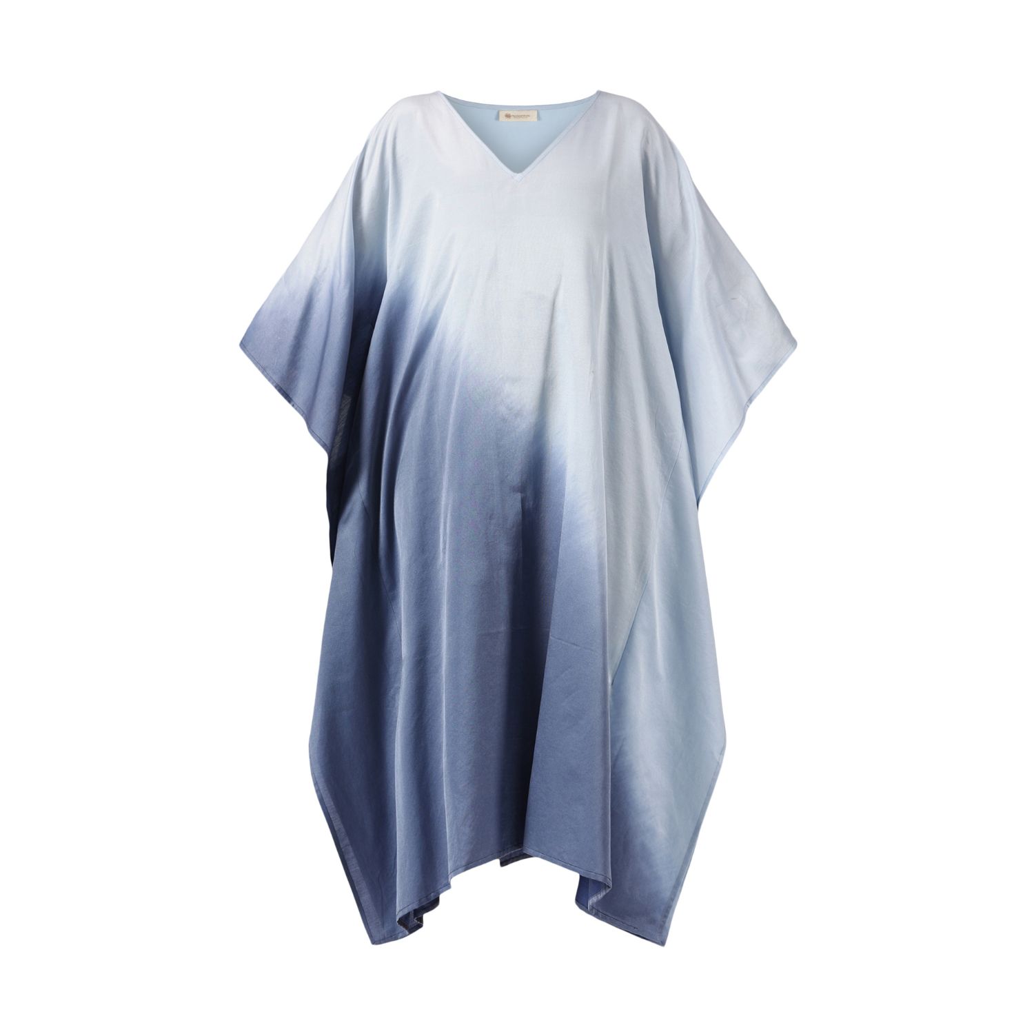 Heritagemoda Women's Blue / Grey Ombré Kaftan In Slate Blue & Pale Dusty Blue – Organic Peace Silk Cotton Blend, 