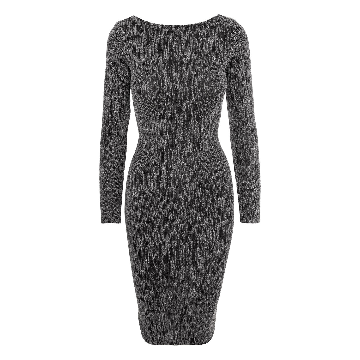 Women’s Ibiza Glitter Jersey Midi Dress In Silver Xxs Roserry