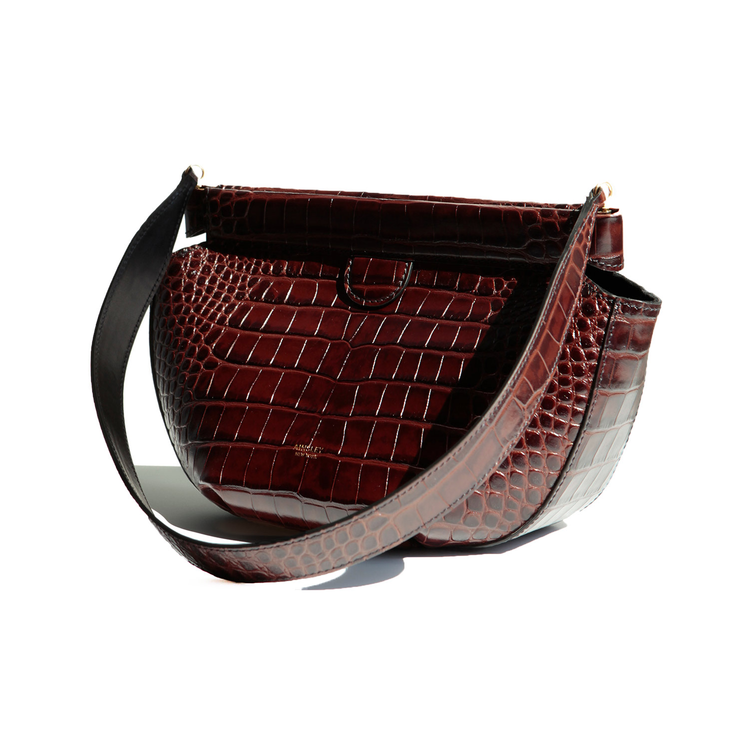 Women’s Phoebe Dumpling - Brown Croc Embossed Leather Ainsley New York