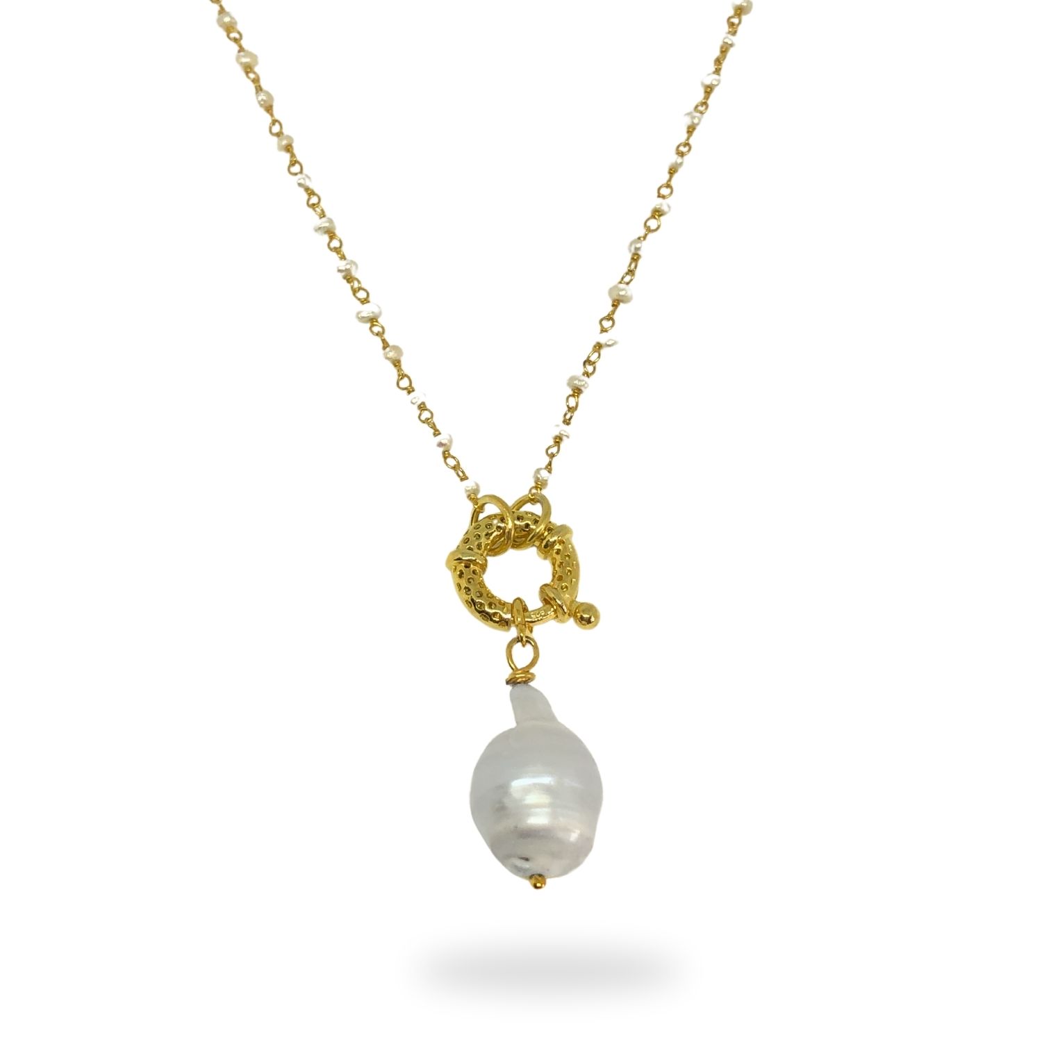 Linya Jewellery Women's Gold Baroque Pearl Chain Necklace In Gold