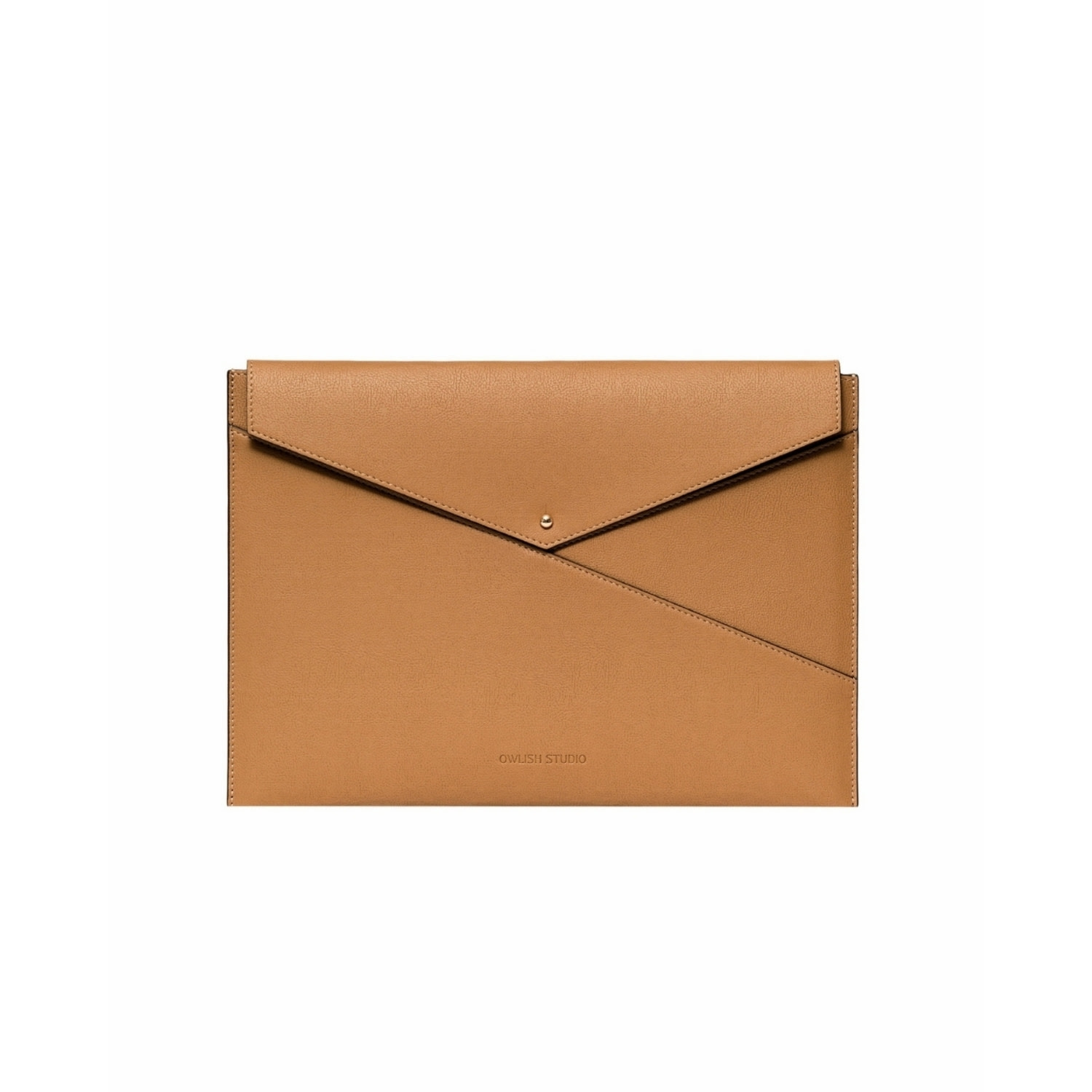 Owlish Studio Women's Brown Envelope Vegan Leather Macbook Sleeve - Tan In Brown