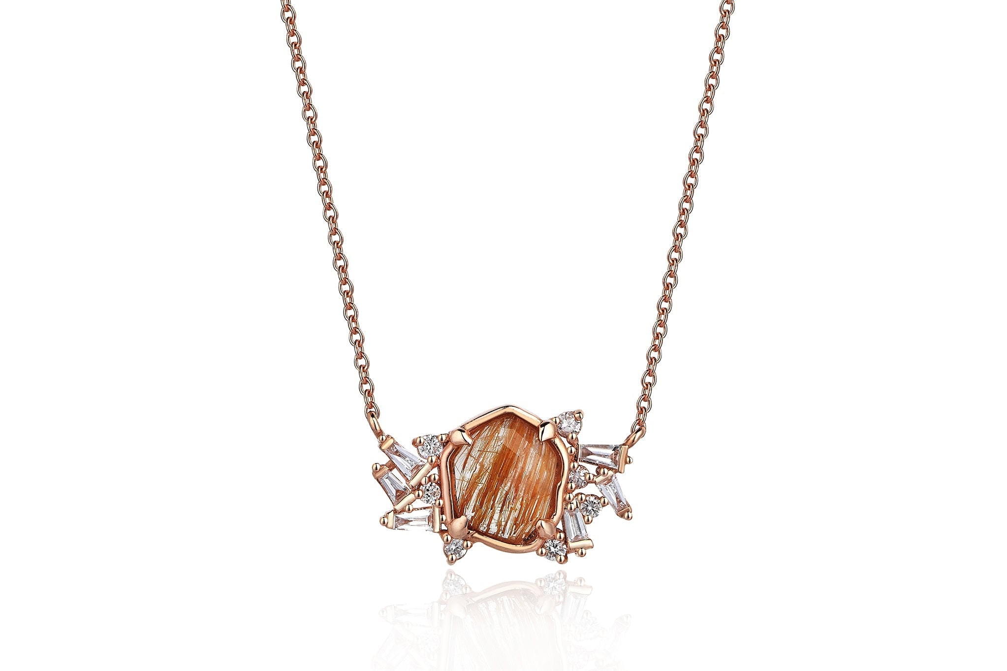Reis Jewellery Pink / Rose Gold Arte Quartz Diamond Rose Gold Women Necklace In Pink
