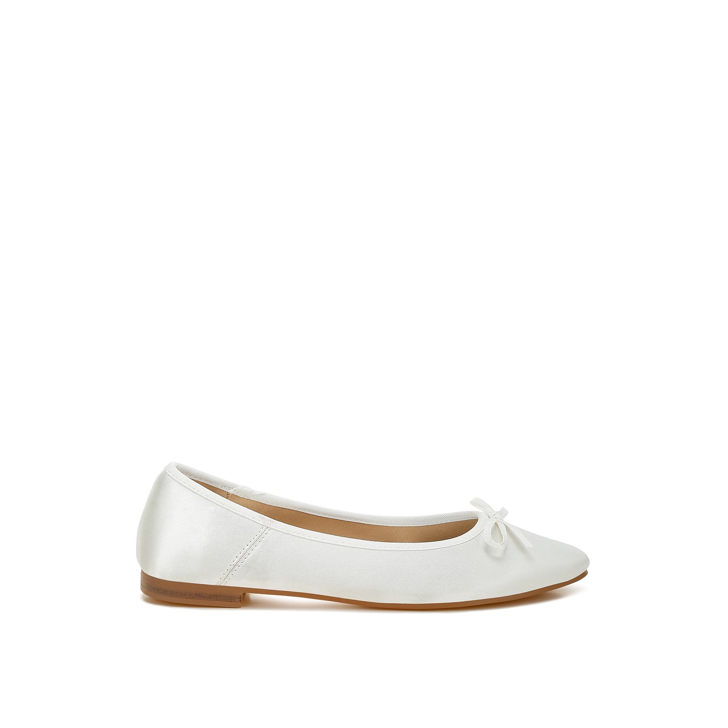 Rag & Co Fearless Satin Bow Embellished Ballerinas In White