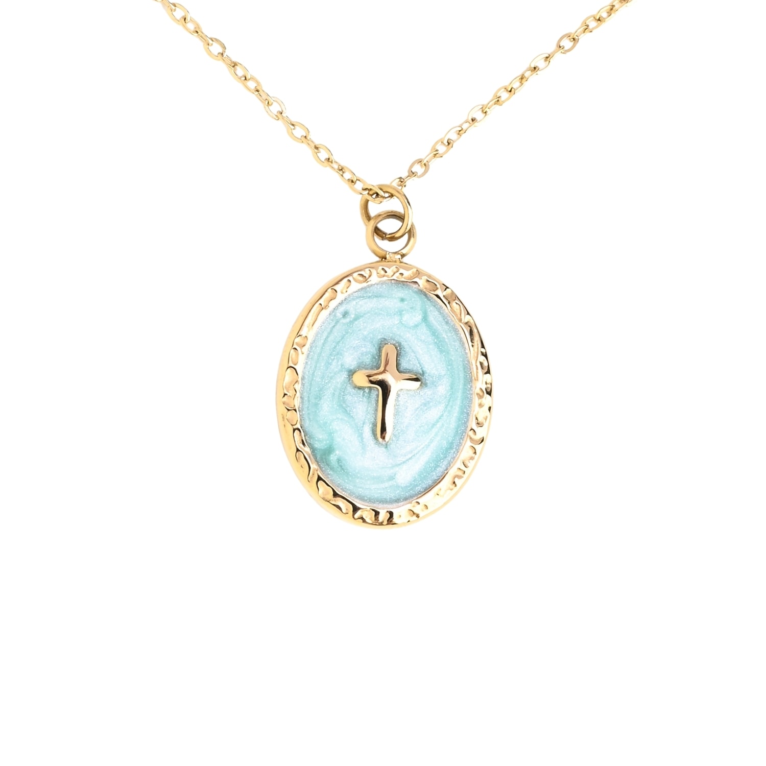 Starfish Project Women's Gold / Blue Shine Bright Cross Pendant  In Mint In Gold
