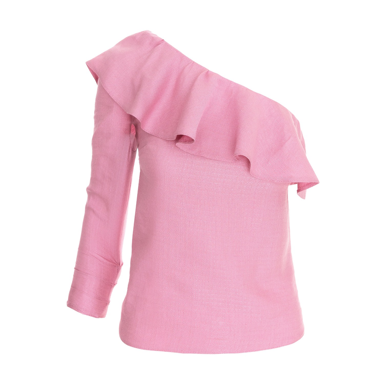 Women’s Pink / Purple One-Shoulder Linen Blouse With Ruffle - Pink Xxs Avenue no.29