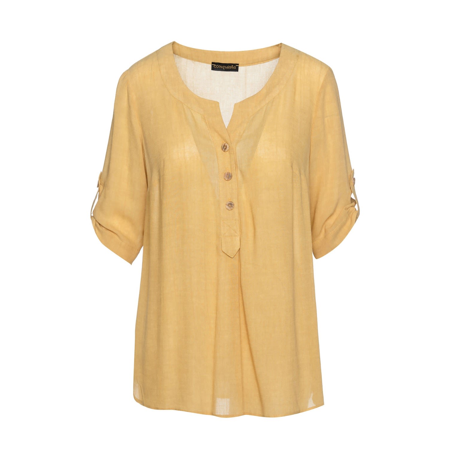 Women’s Yellow / Orange Linen Look Blouse Small Conquista