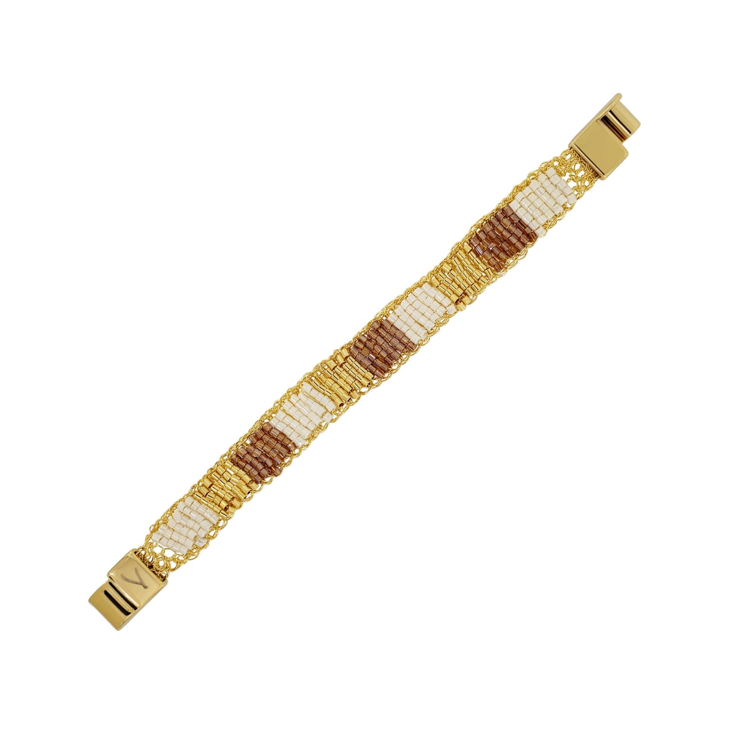 Women’s Gold / Neutrals / White Golden Mix Maya Handmade Crochet Bracelet Lavish by Tricia Milaneze