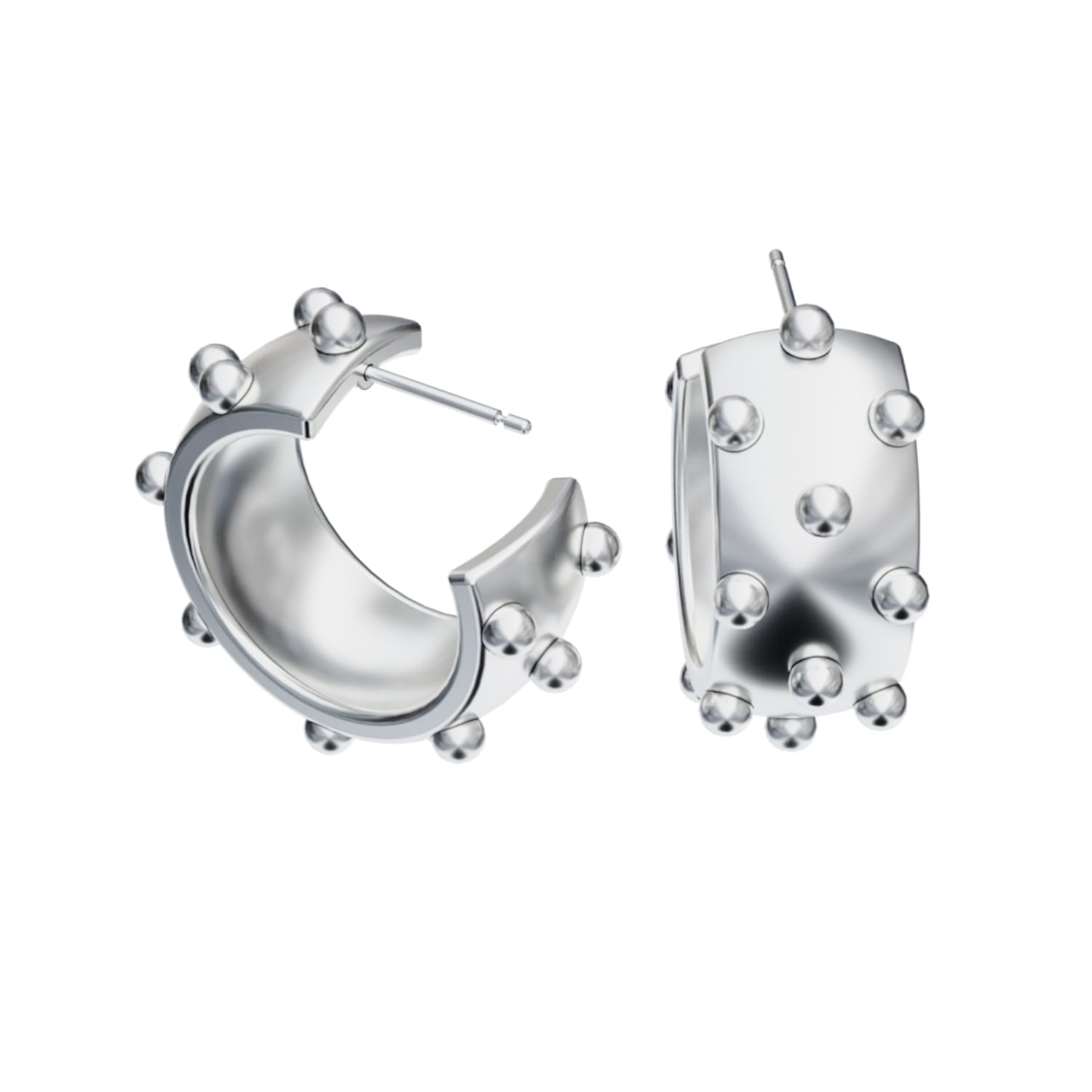 Bad Without Reason Women's Rivet Riot Huggie Earrings - Sterling Silver In Silver
