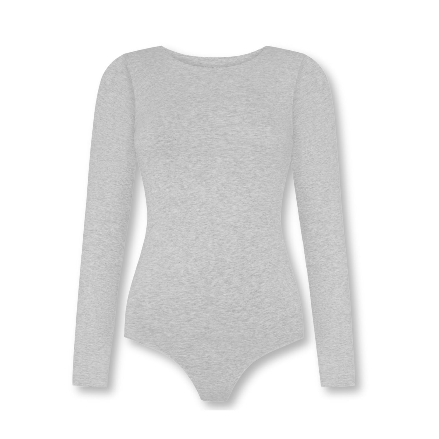 Not Basics Women's Organic Cotton Long Sleeve Crew Bodysuit, Light Grey Marl In Grey
