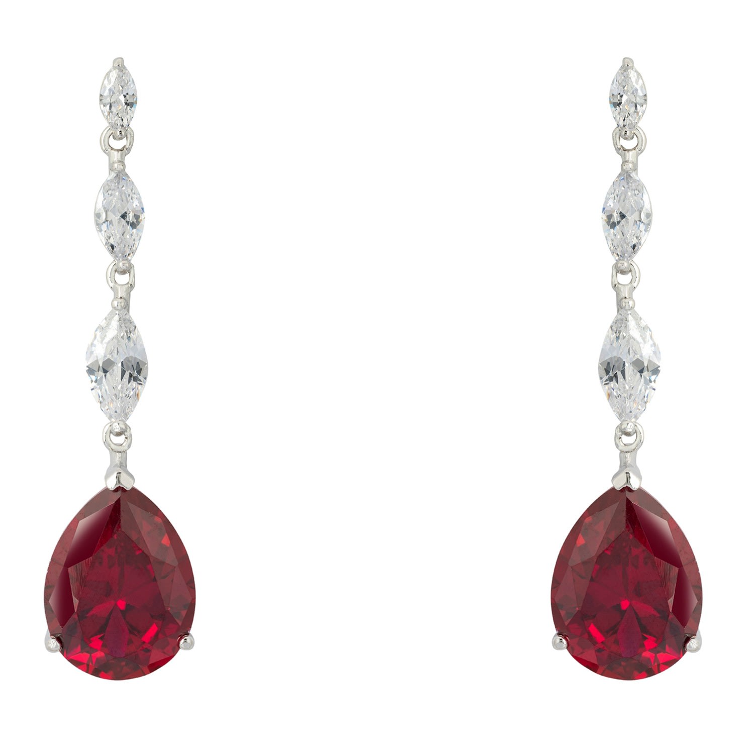 Latelita Women's Red / Silver / White Zara Teardrop Ruby Gemstone Earrings Silver In Multi
