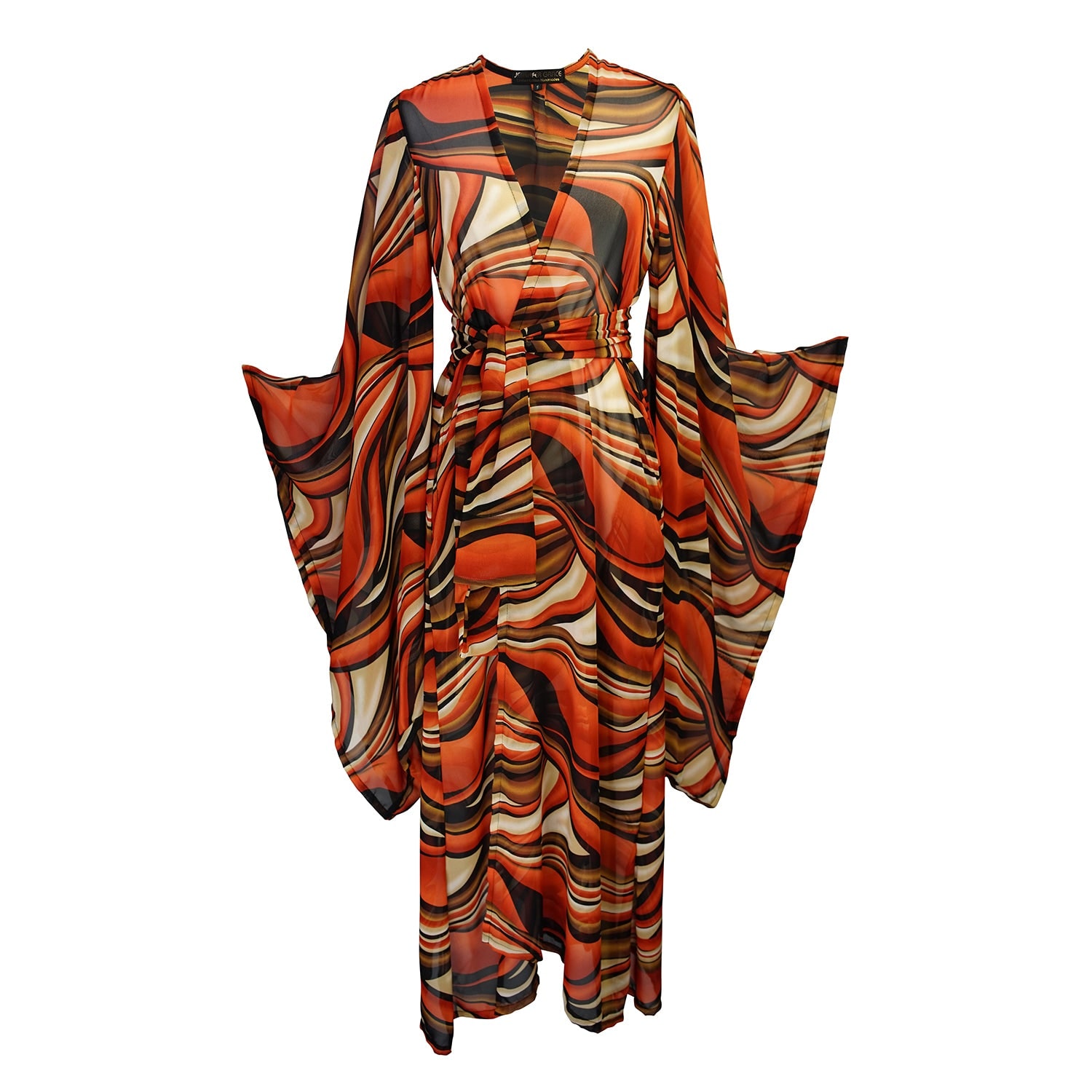Women's Brown / Red Styx Kimono | Extra Large | Jennafer Grace