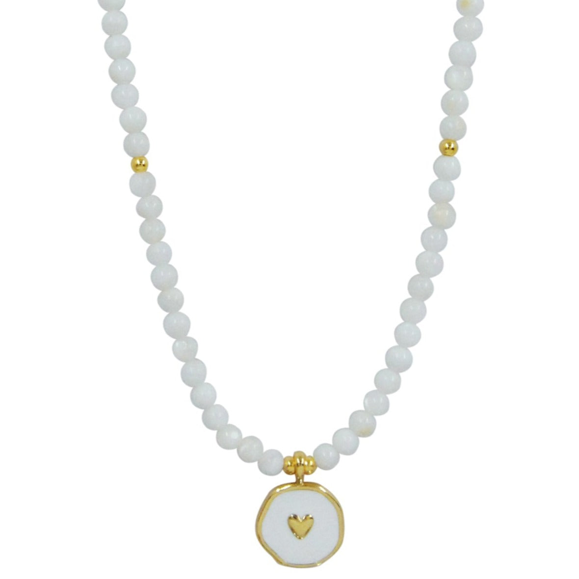 Women’s White Pure Love Stone Necklace Ninemoo