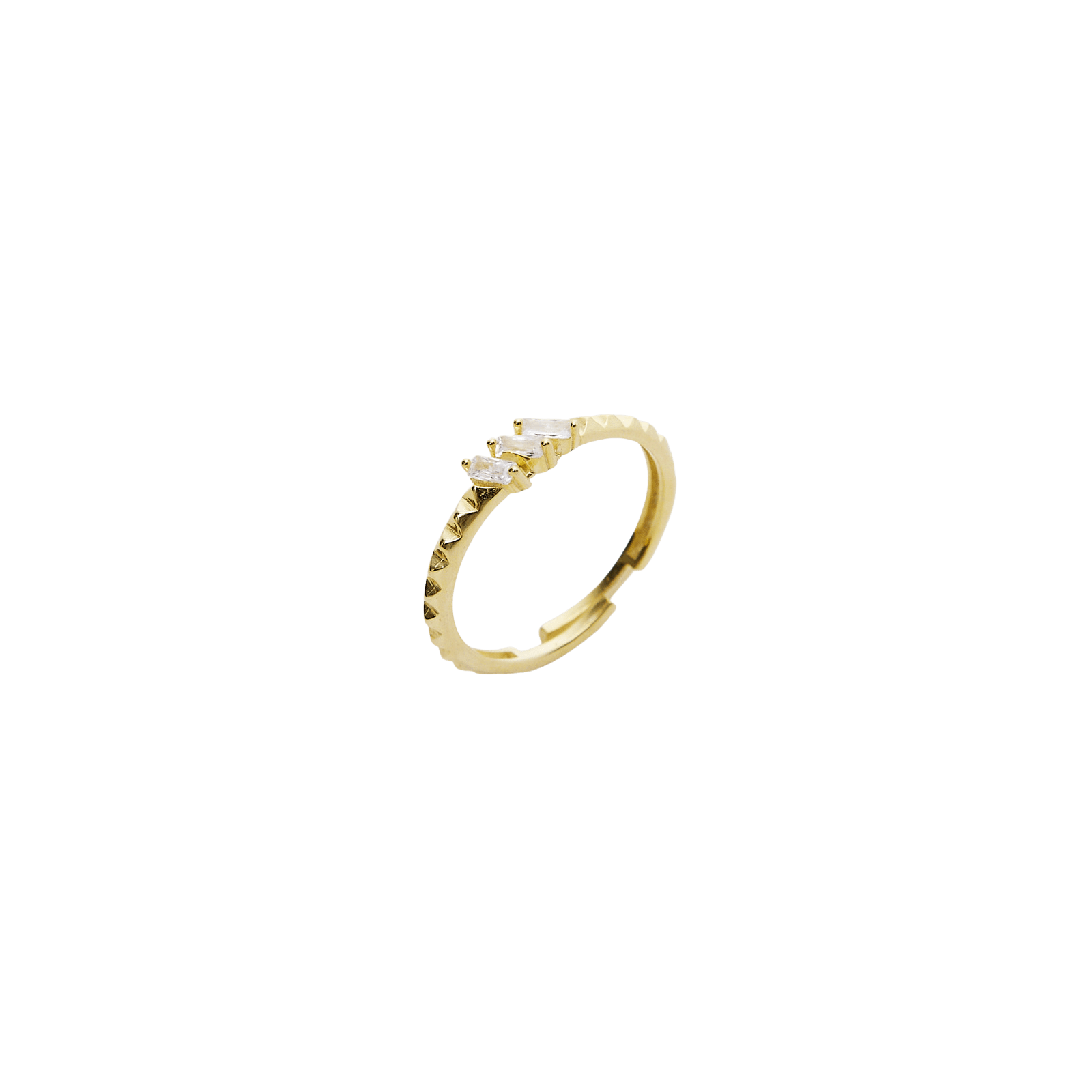 Spero London Women's Three Parallel Baguette Gemstone Sterling Silver Ring - Gold In Gold