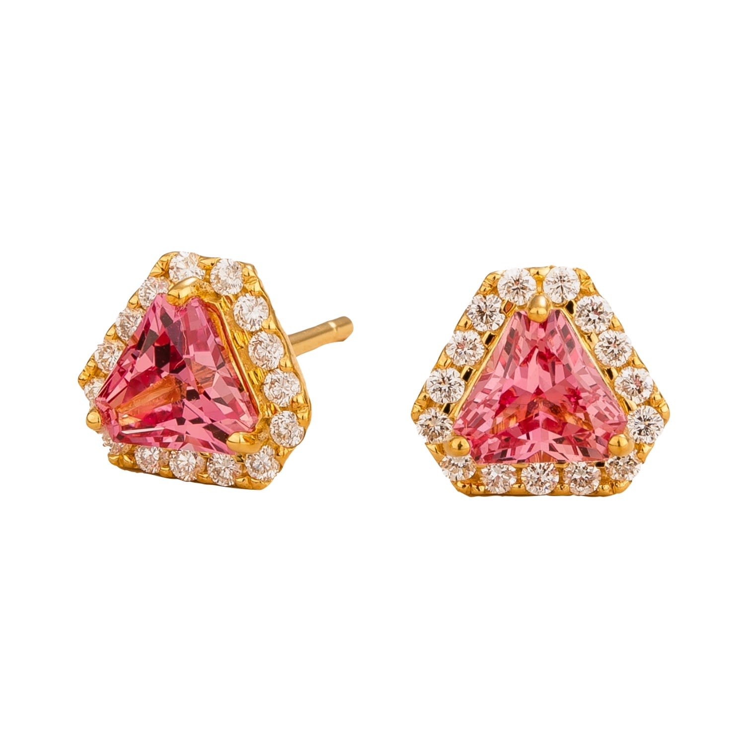 Women’s Pink / Purple / Yellow Diana Gold Earrings With Padparadscha Sapphires And Diamonds Juvetti