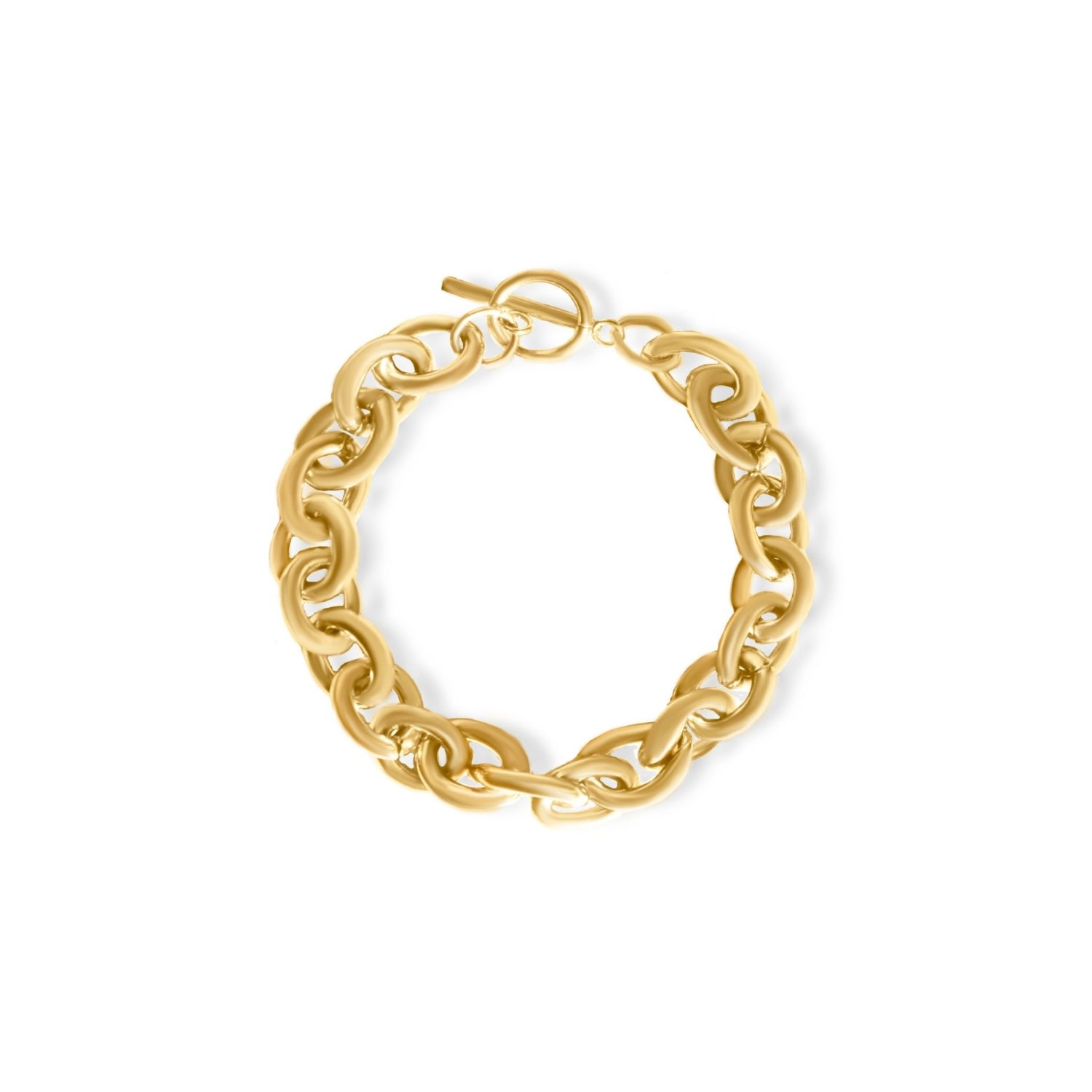 Viea Women's Gold Peyton Statement Round Link Chain Bracelet