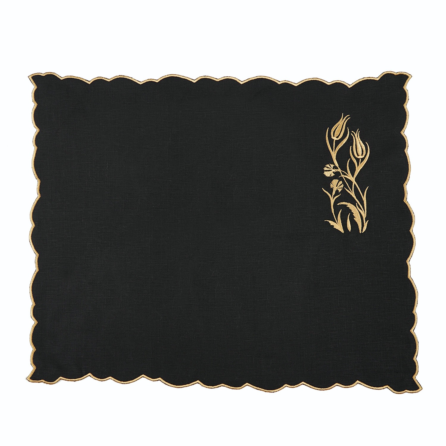 Km Home Collection Golden Tulip - Set Of 4 Linen Placemat In Multi