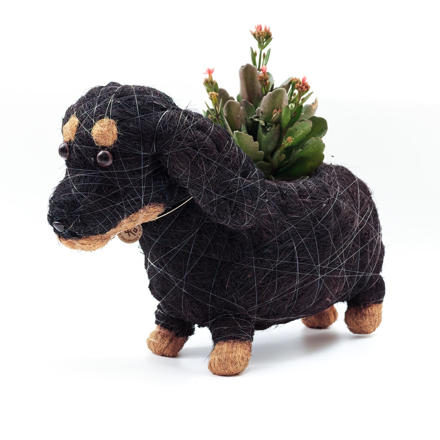 Likha Black Coco Coir Animal Planter Dachshund