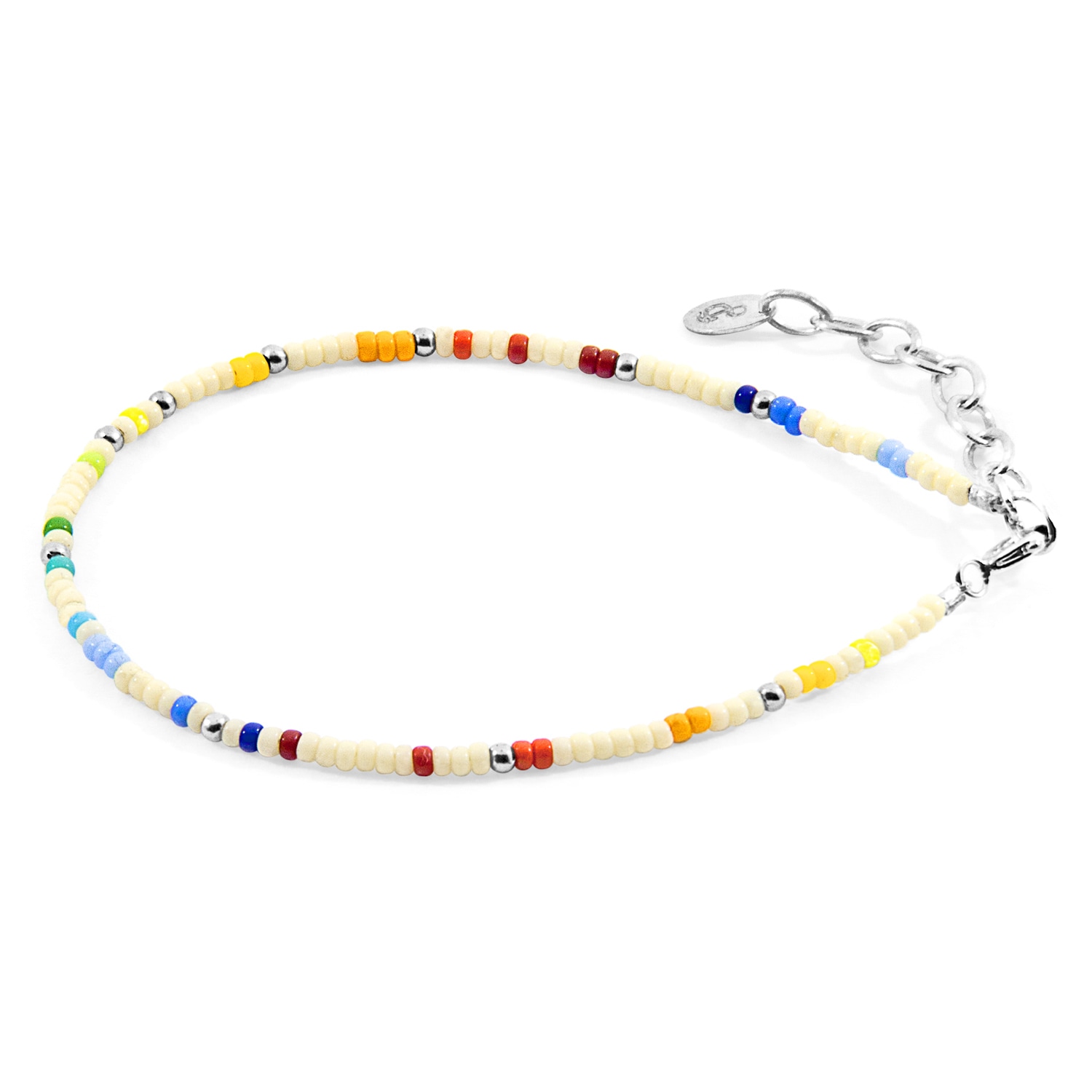 Anchor & Crew Women's Off White - Multicoloured Ellie Silver & Miyoko Glass Bracelet In Silver