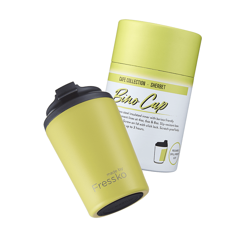 Fressko Yellow  Bino Reusable Coffee Cup, Stainless Steel - Sherbet In Yellow