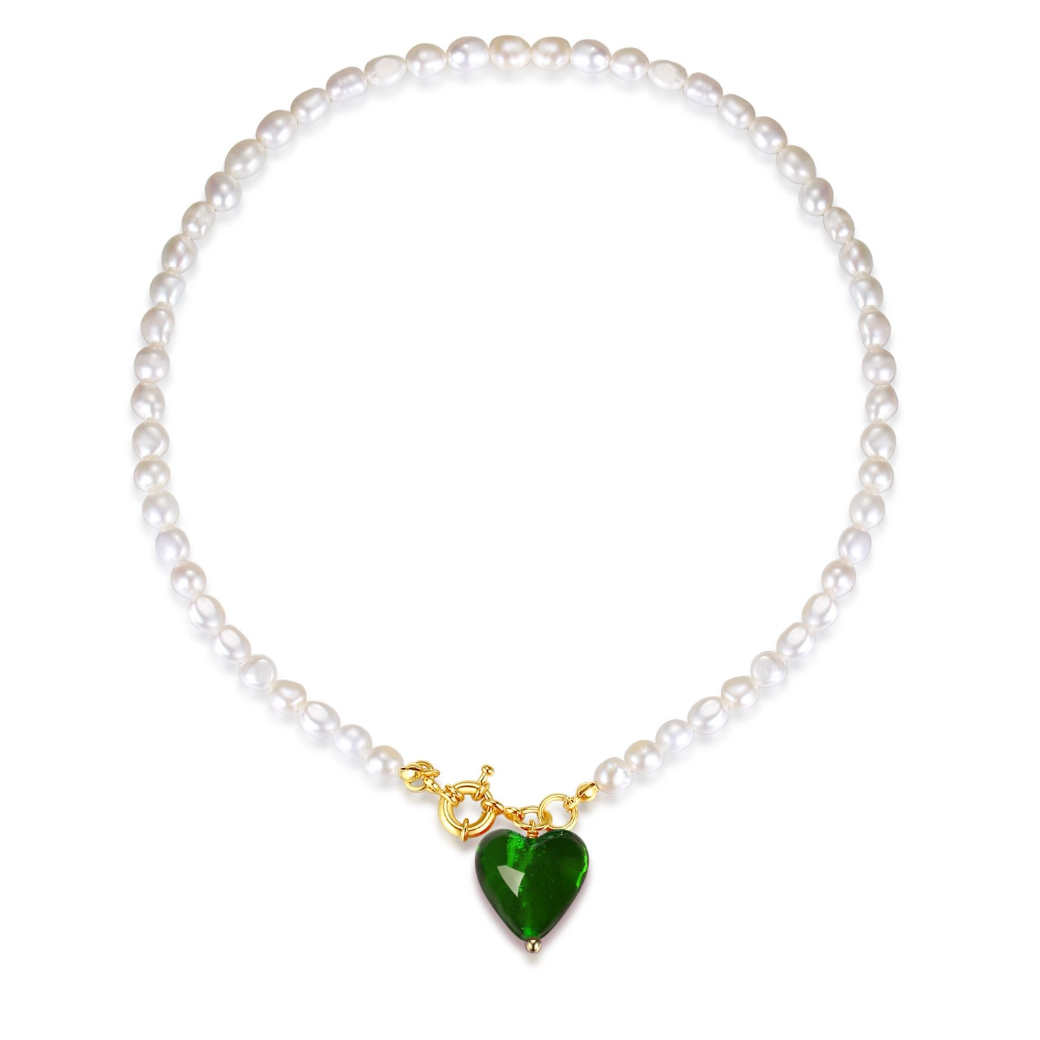 Classicharms Esmee Glaze Heart Pendant Baroque Pearl Necklace In Green