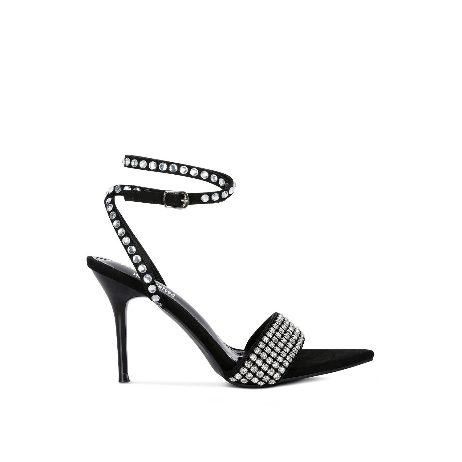 Rag & Co Zurin Black High Heeled Diamante Sandals In Black